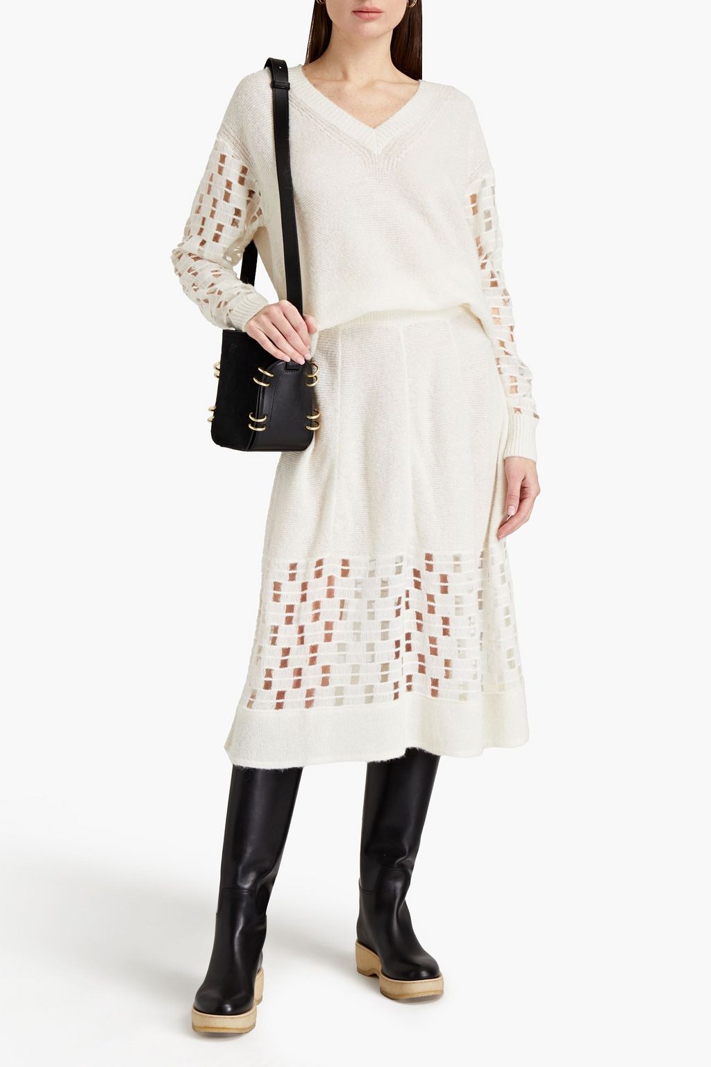 SEE BY CHLOÉ Paneled open-knit sweater