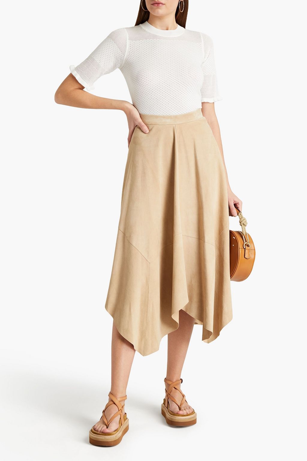 SEE BY CHLOÉ Ruffle-trimmed pointelle-knit top