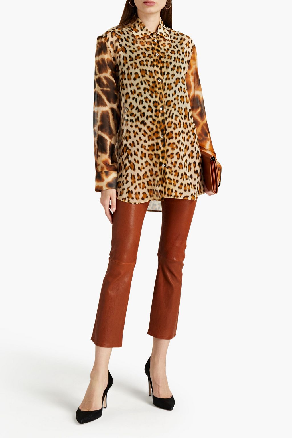 ROBERTO CAVALLI Printed silk-chiffon shirt