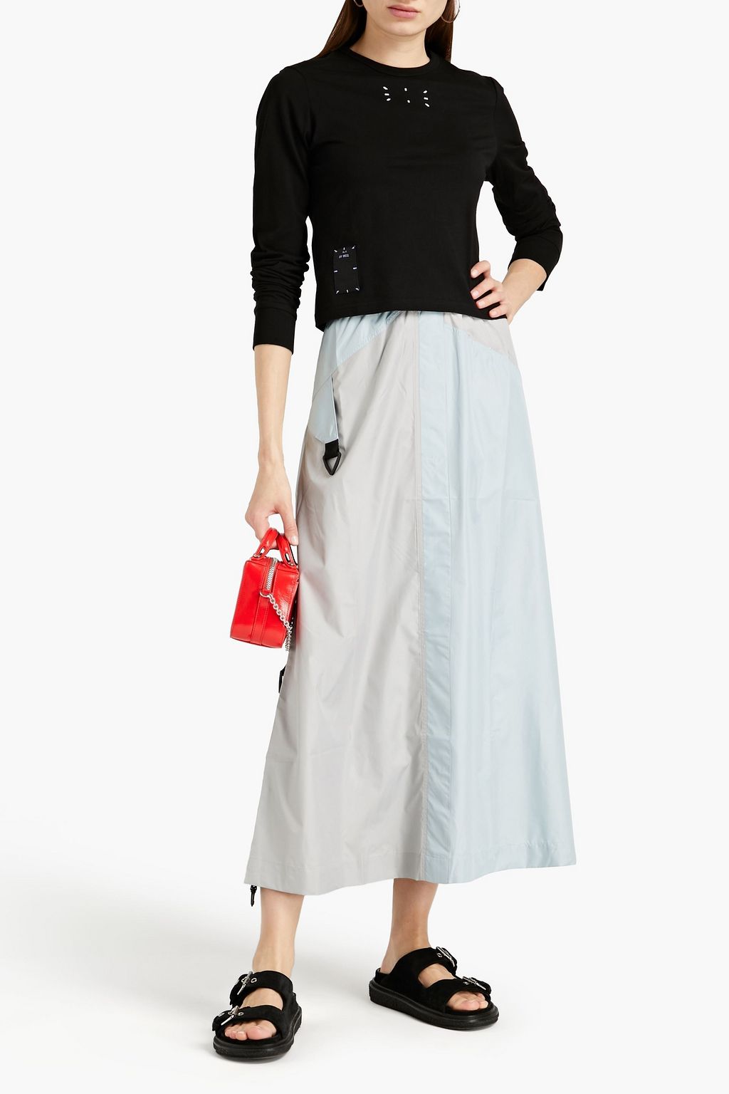 MCQ ALEXANDER MCQUEEN Two-tone shell midi skirt
