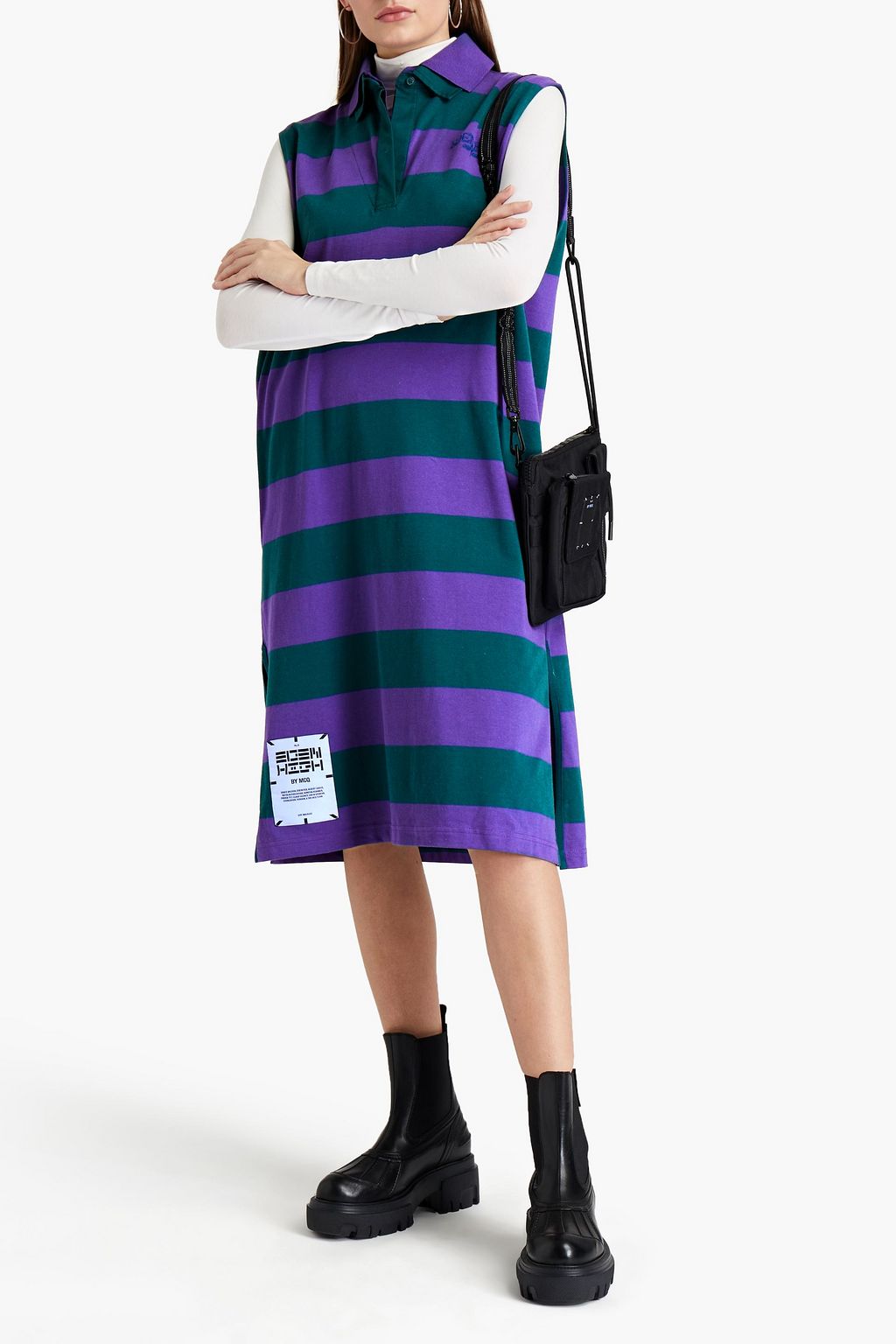 MCQ ALEXANDER MCQUEEN Striped cotton-jersey dress