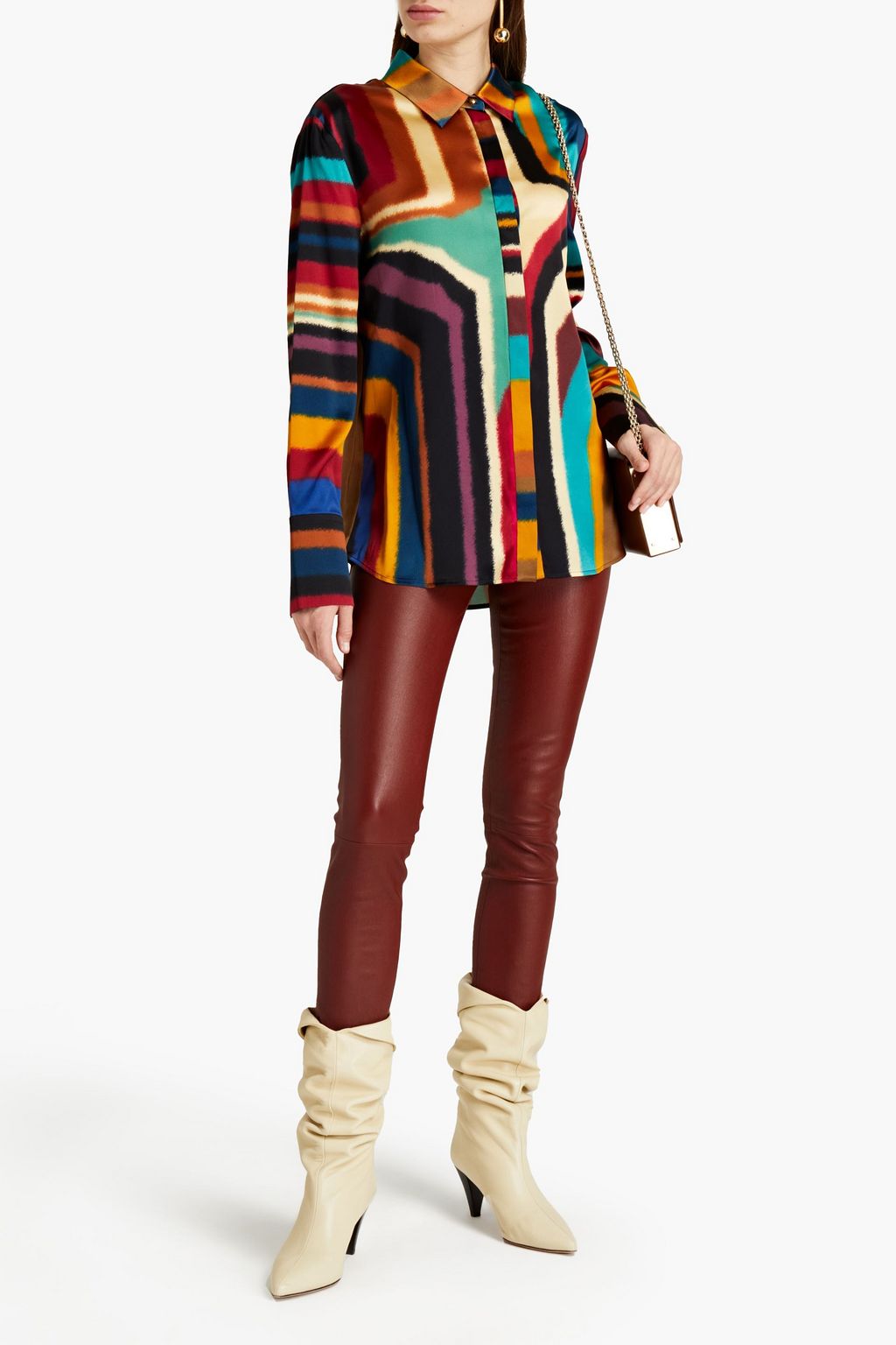 ROBERTO CAVALLI Printed stretch-silk satin shirt