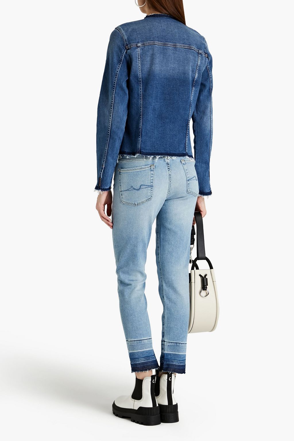 7 FOR ALL MANKIND Roxanne cropped frayed mid-rise slim-leg jeans