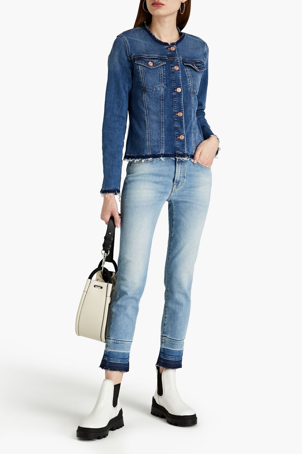 7 FOR ALL MANKIND Roxanne cropped frayed mid-rise slim-leg jeans