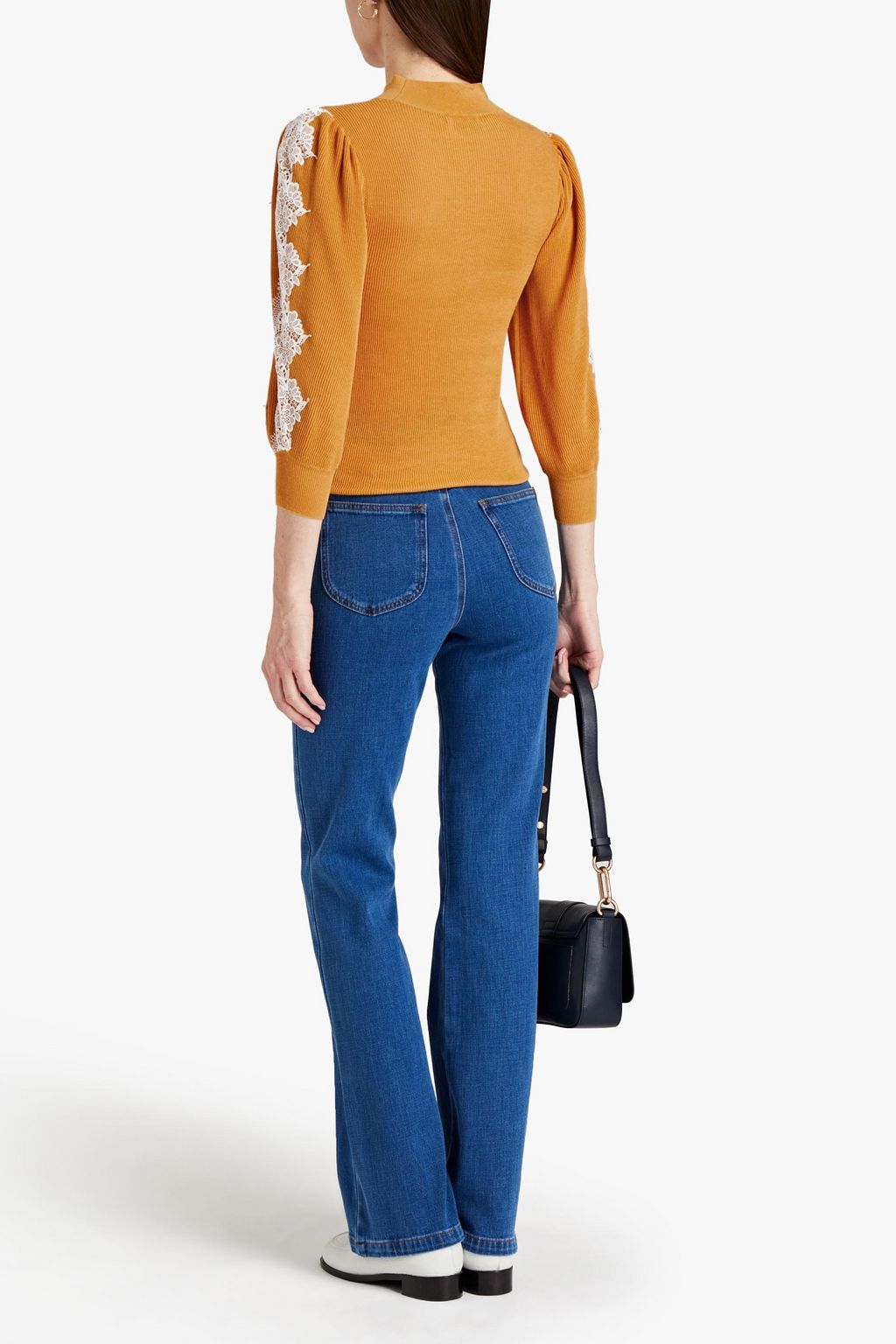 SEE BY CHLOÉ Lace-trimmed ribbed cotton-blend top