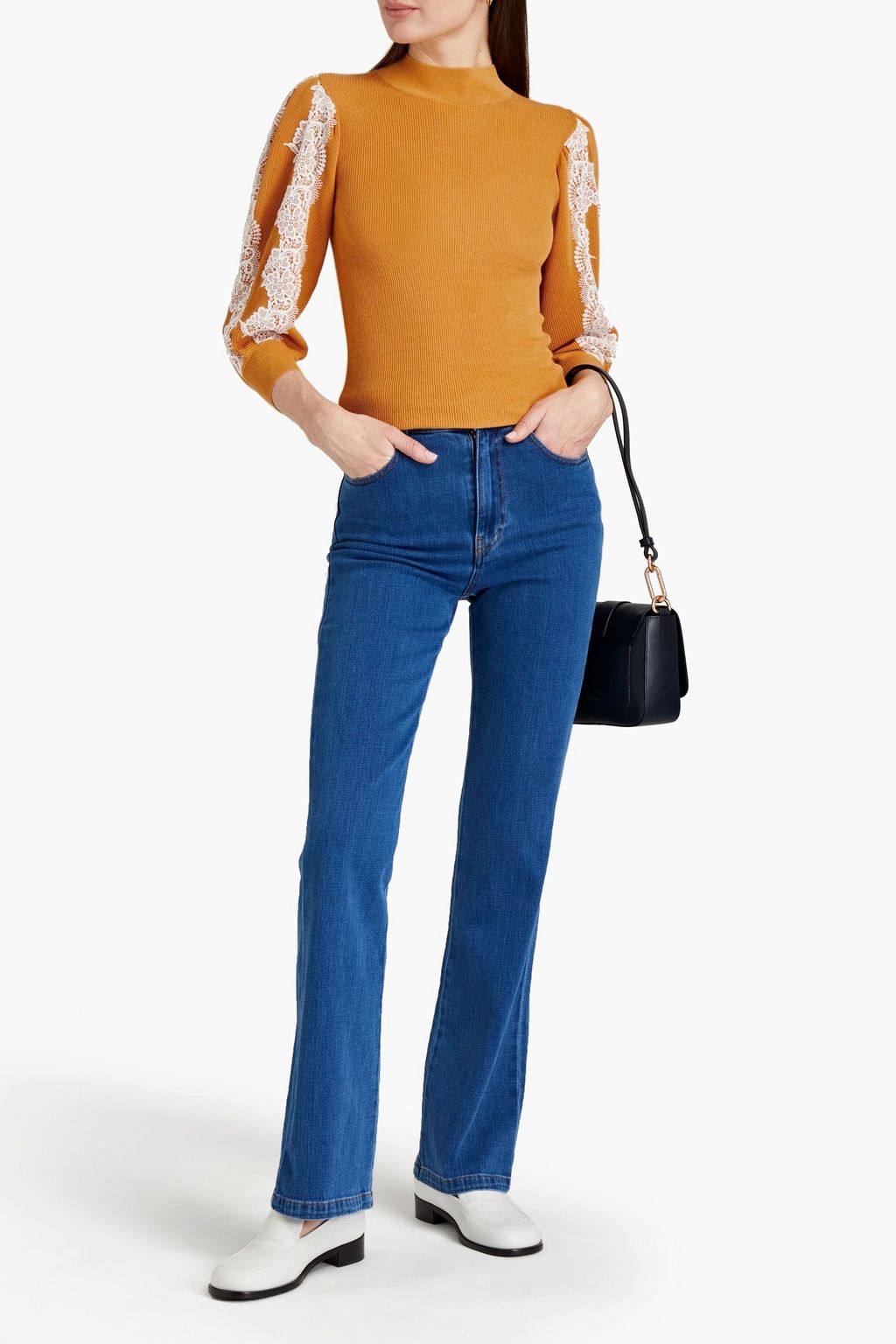 SEE BY CHLOÉ Lace-trimmed ribbed cotton-blend top