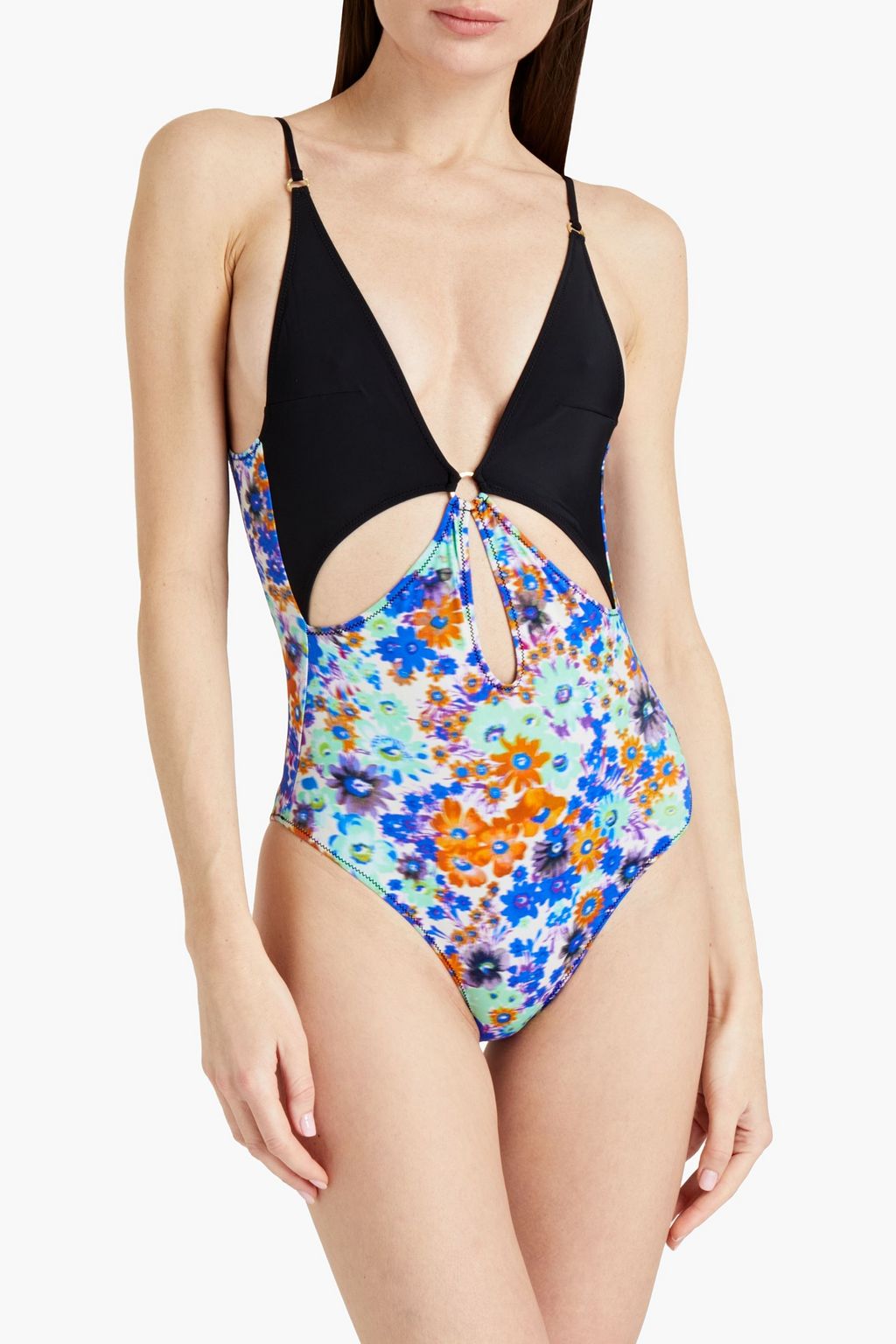 STELLA MCCARTNEY Badeanzug mit Cut-outs und floralem Print