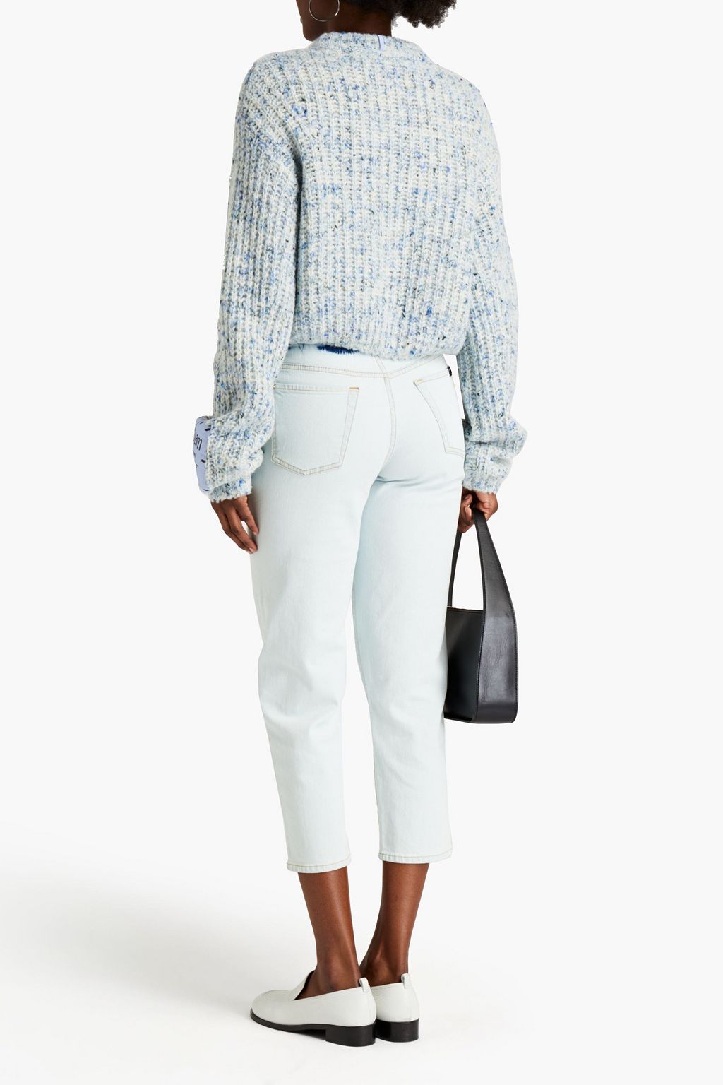 7 FOR ALL MANKIND Cropped bleached high-rise straight-leg jeans