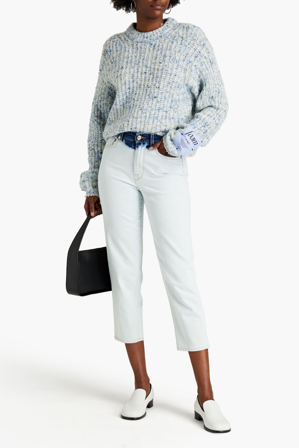 7 FOR ALL MANKIND Cropped bleached high-rise straight-leg jeans