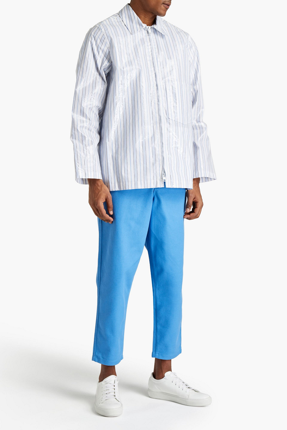 Acne Studios Man Coated Striped Cotton-poplin Shirt In White