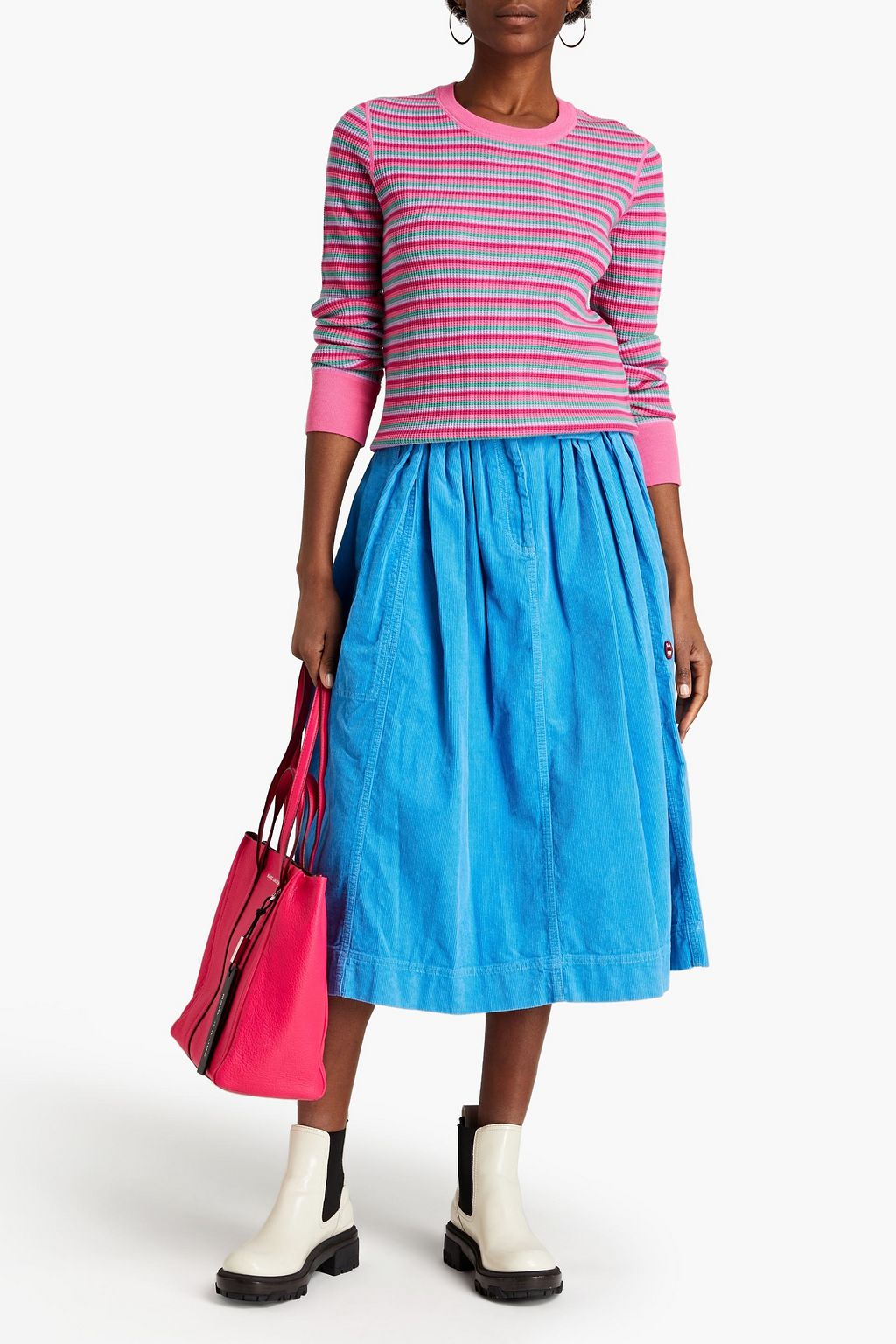 MARC JACOBS Striped waffle-knit wool-blend top