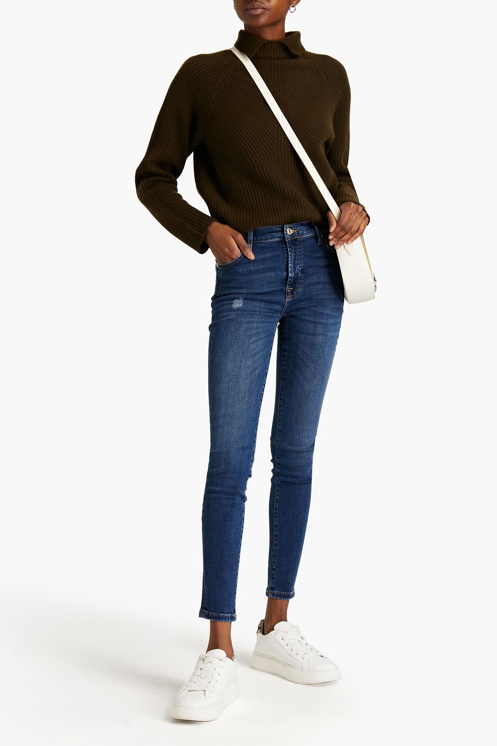 7 FOR ALL MANKIND Distressed high-rise skinny jeans