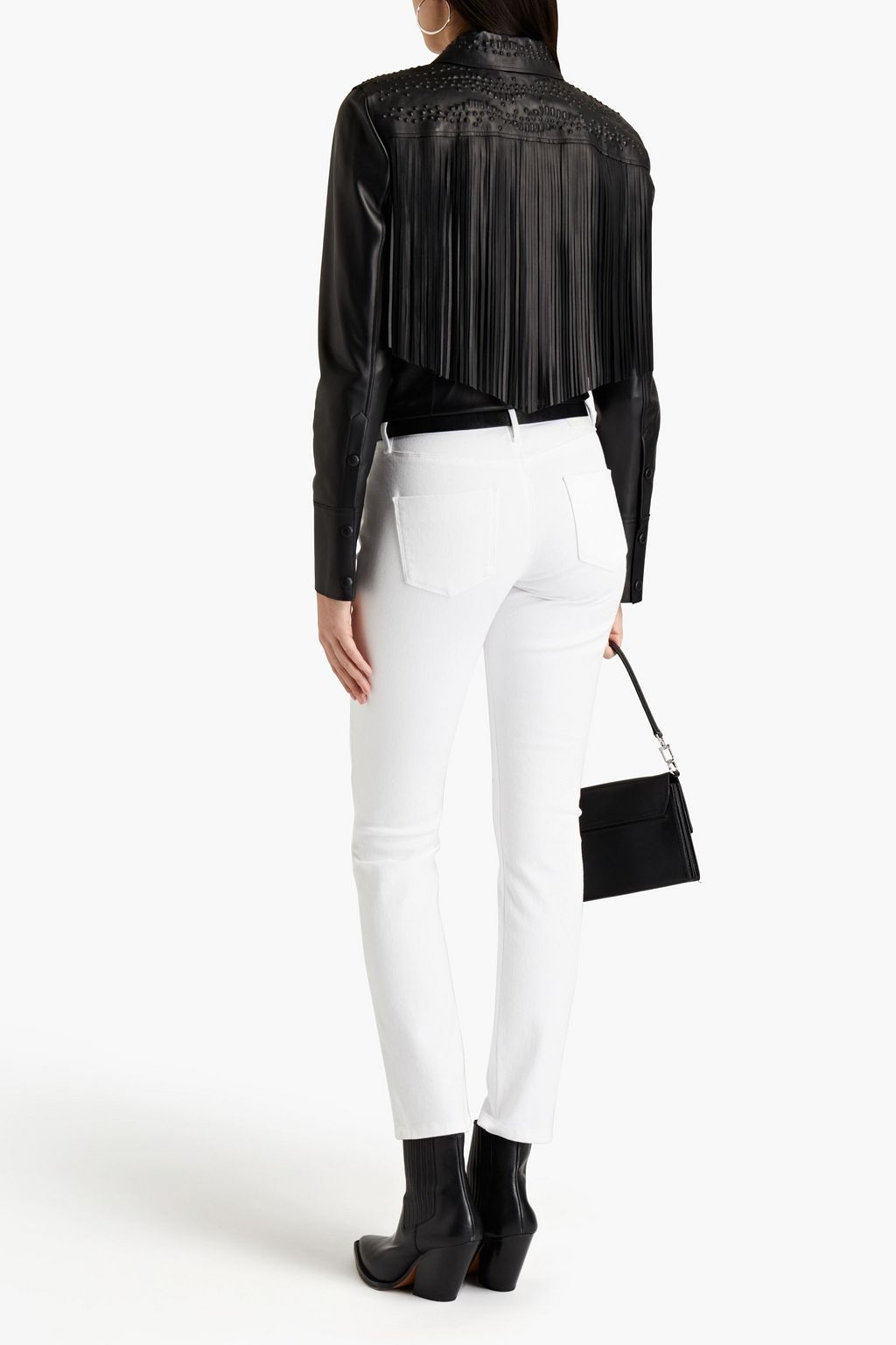 ROBERTO CAVALLI Fringed embossed leather shirt