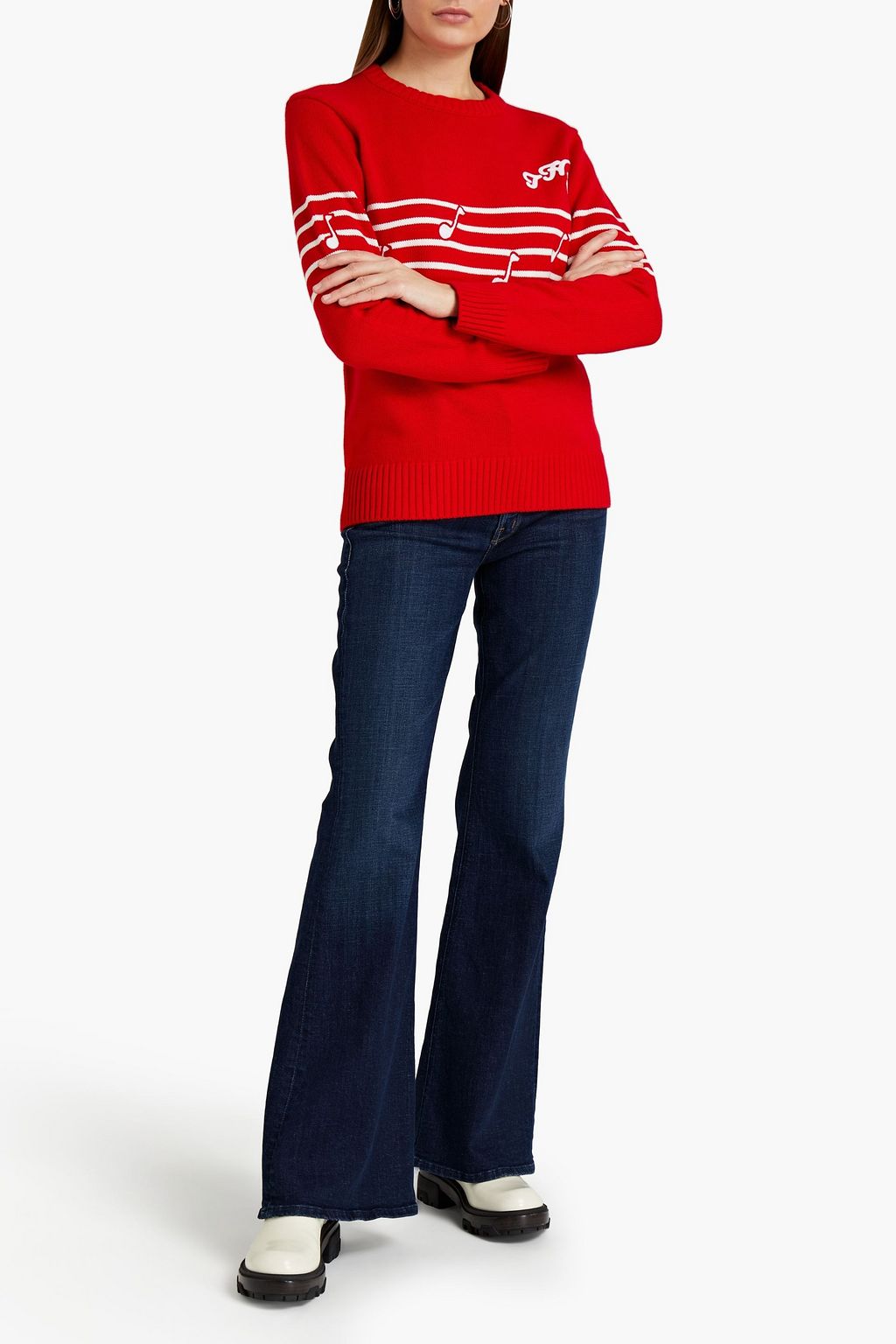 MARC JACOBS Embroidered intarsia-knit sweater