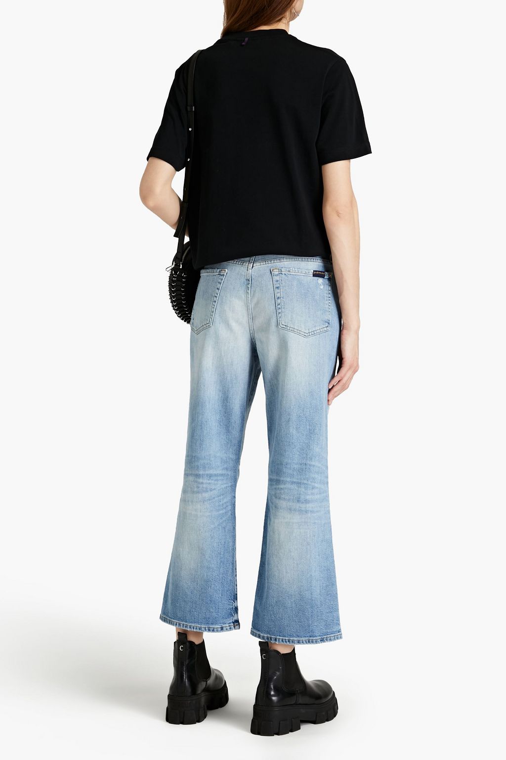 7 FOR ALL MANKIND Cropped distressed high-rise wide-leg jeans