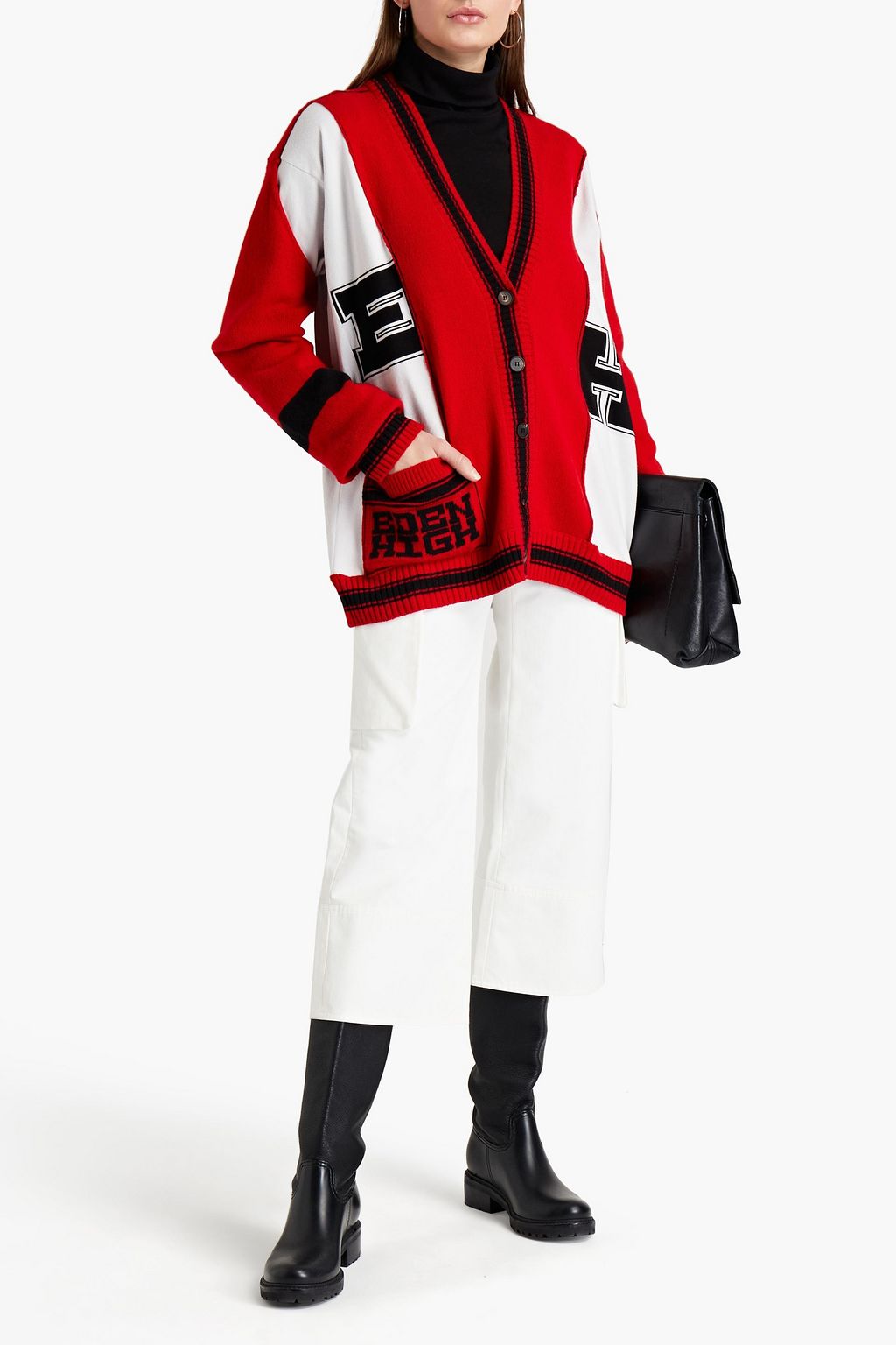 MCQ ALEXANDER MCQUEEN Oversized paneled intarsia cotton cardigan