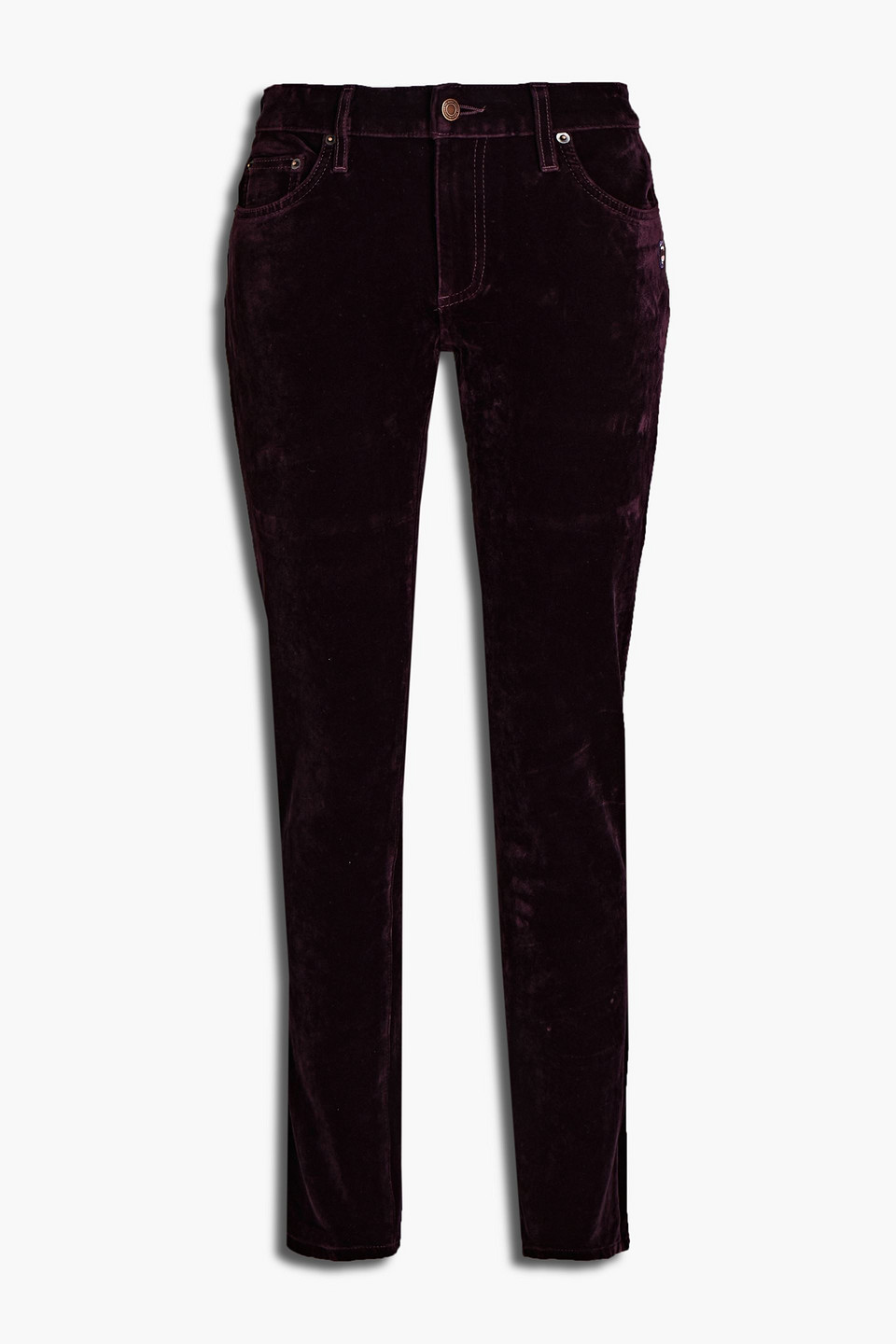 Marc Jacobs Woman Stretch-cotton Velvet Slim-leg Pants Purple Size 26