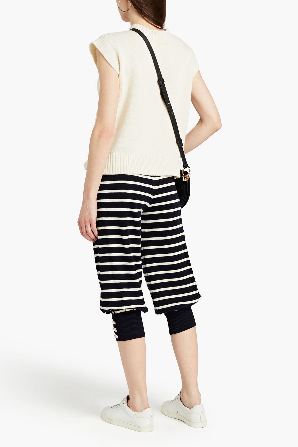 ARMOR-LUX X MARC JACOBS Cropped embellished striped wool tapered pants
