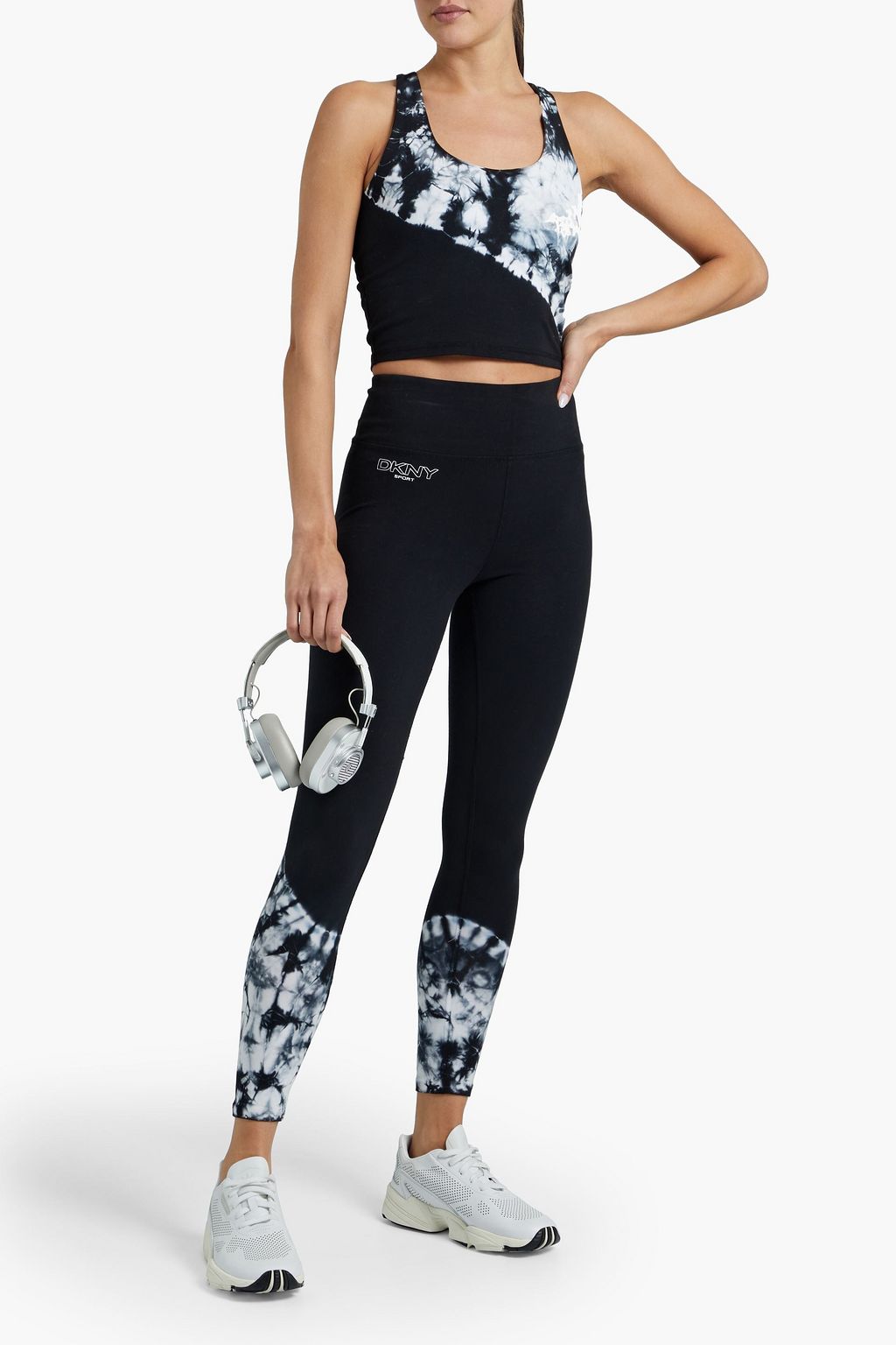 DKNY Tie-dyed stretch-cotton jersey leggings