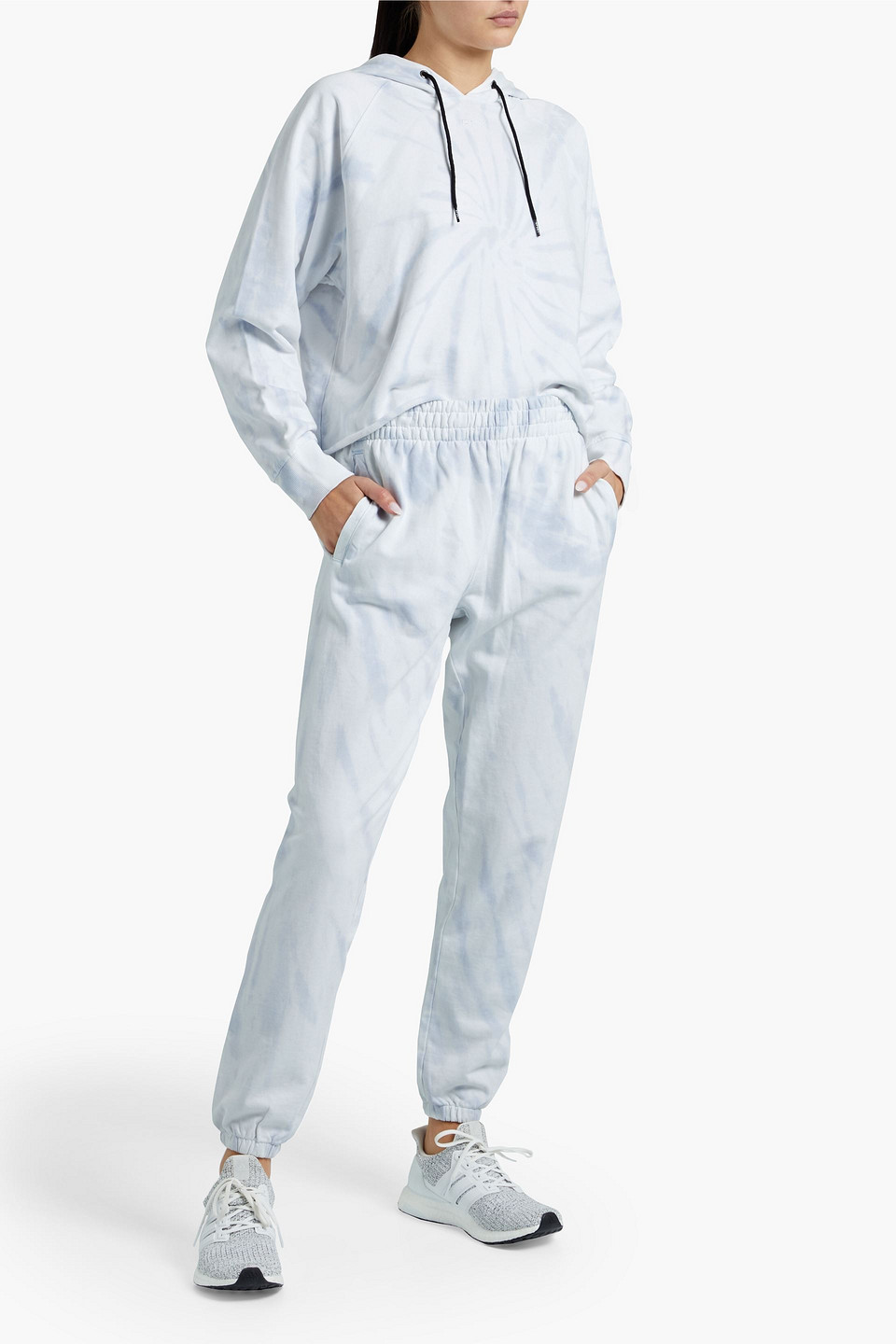 Dkny Tie-dyed French Cotton-terry Track Trousers In Lavender