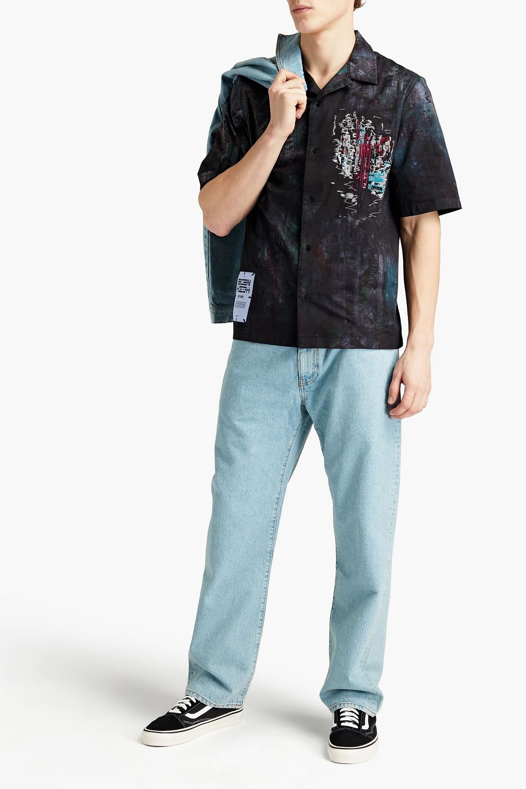MCQ ALEXANDER MCQUEEN Embroidered printed stretch-cotton twill shirt