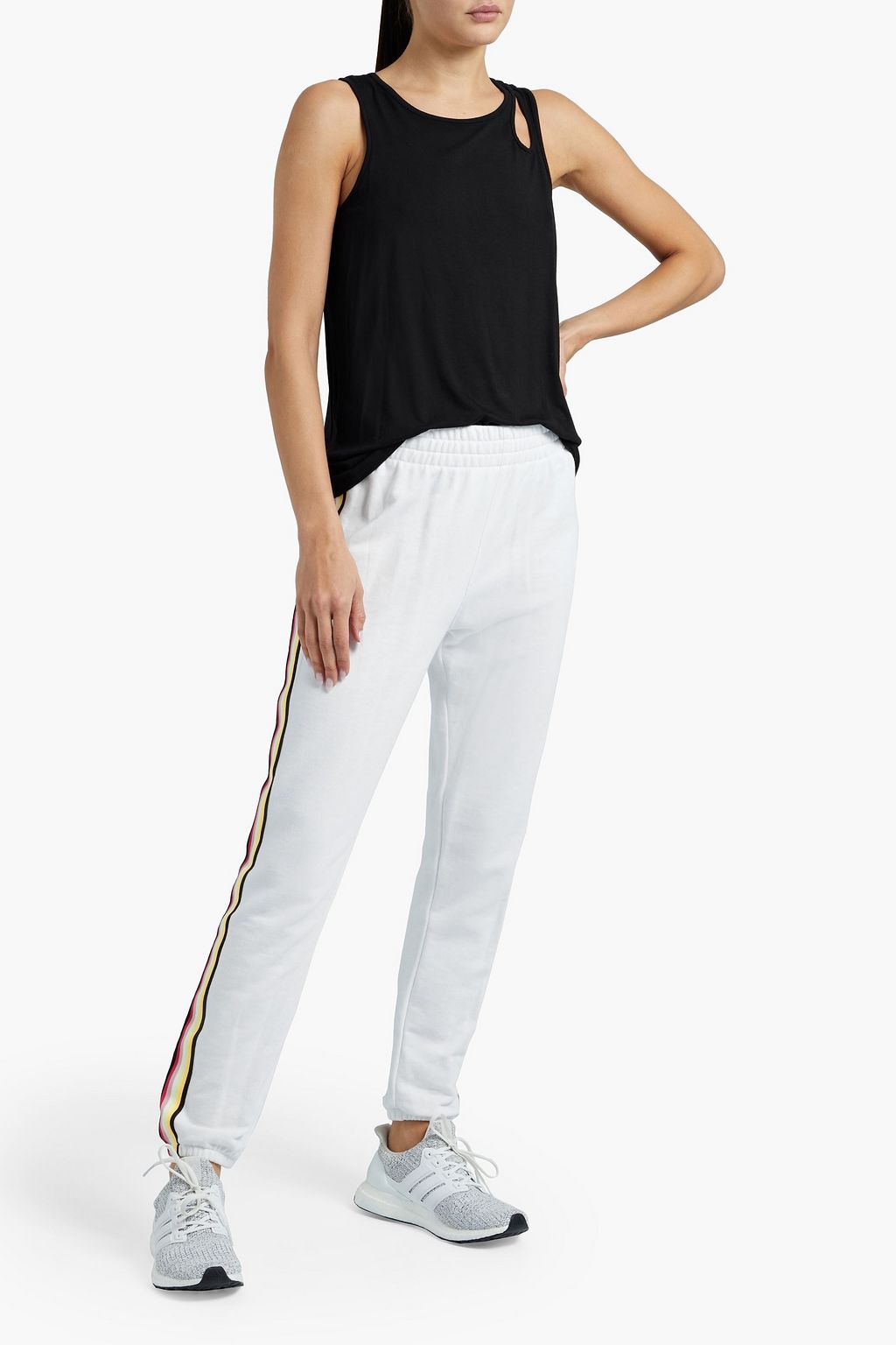 DKNY Striped cotton-blend terry track pants
