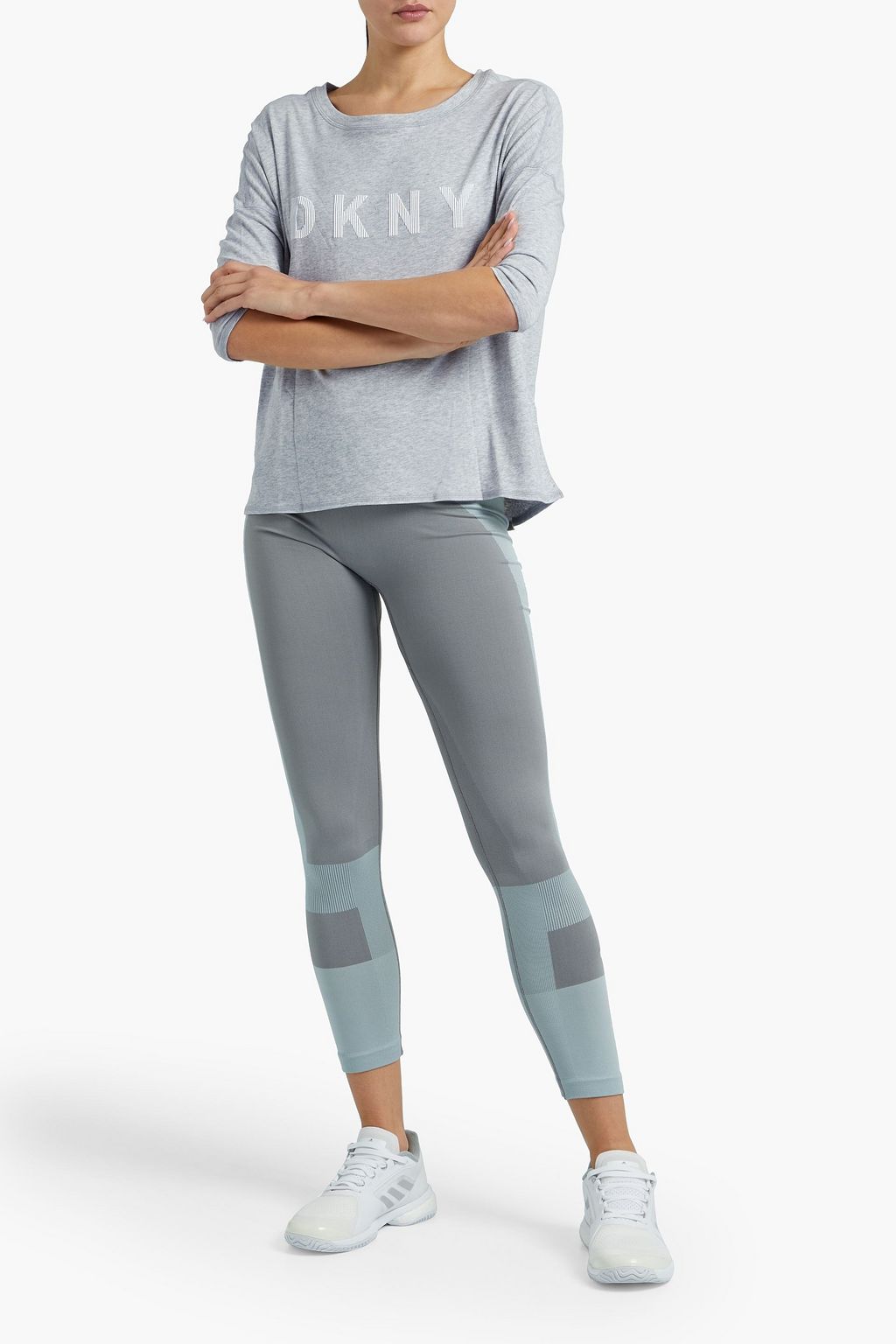 DKNY Appliquéd cotton-blend jersey top