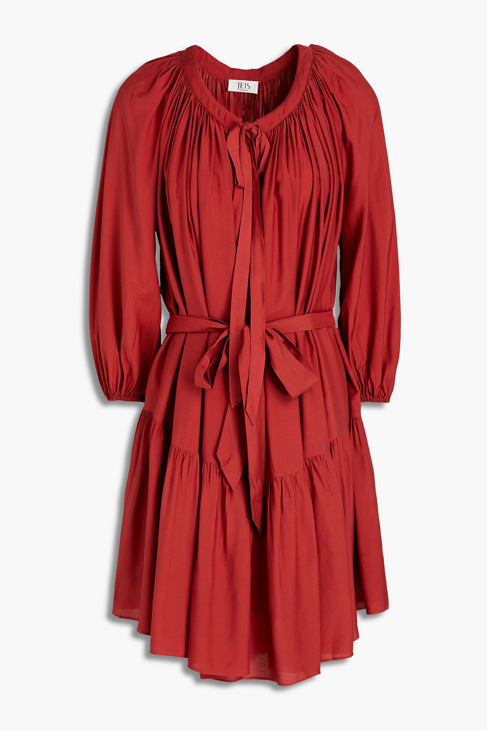 Jets By Jessika Allen Gathered Belted Woven Mini Dress