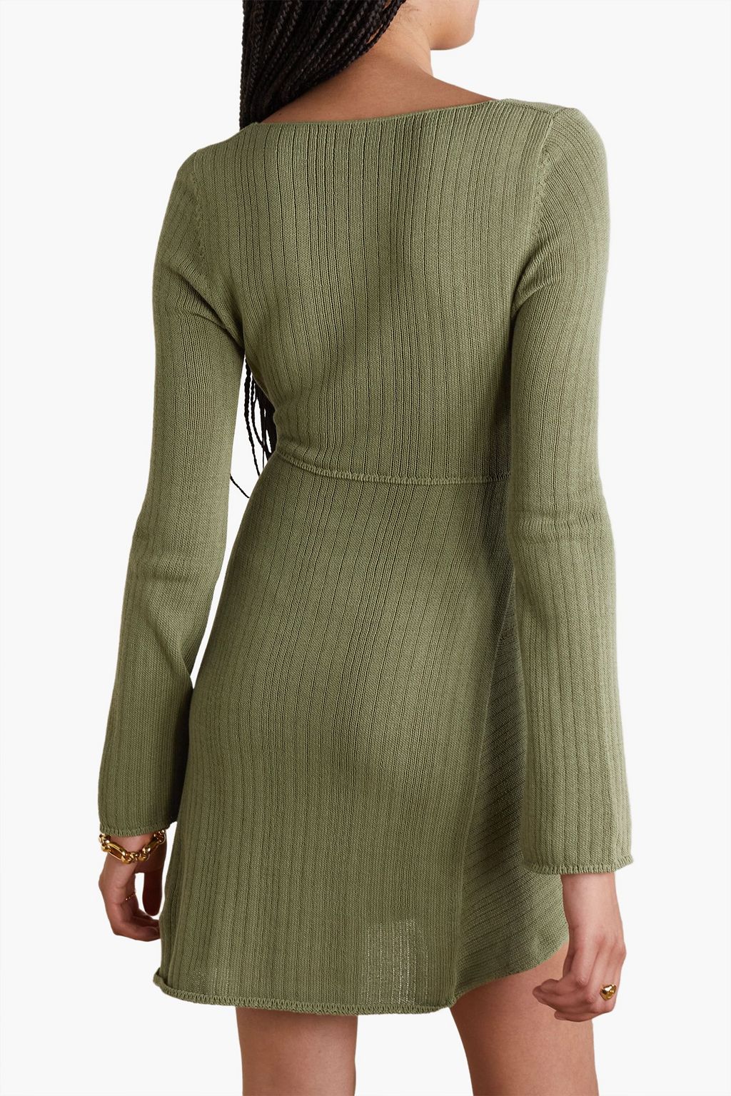 IOANNES Asymmetric cutout cotton-blend mini dress