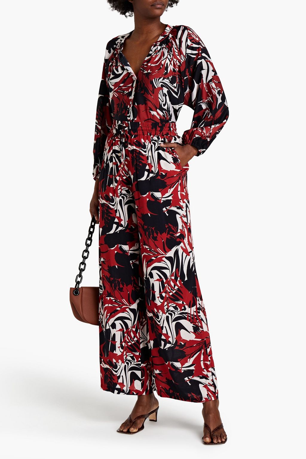 JETS AUSTRALIA BY JESSIKA ALLEN Gathered printed woven shirt