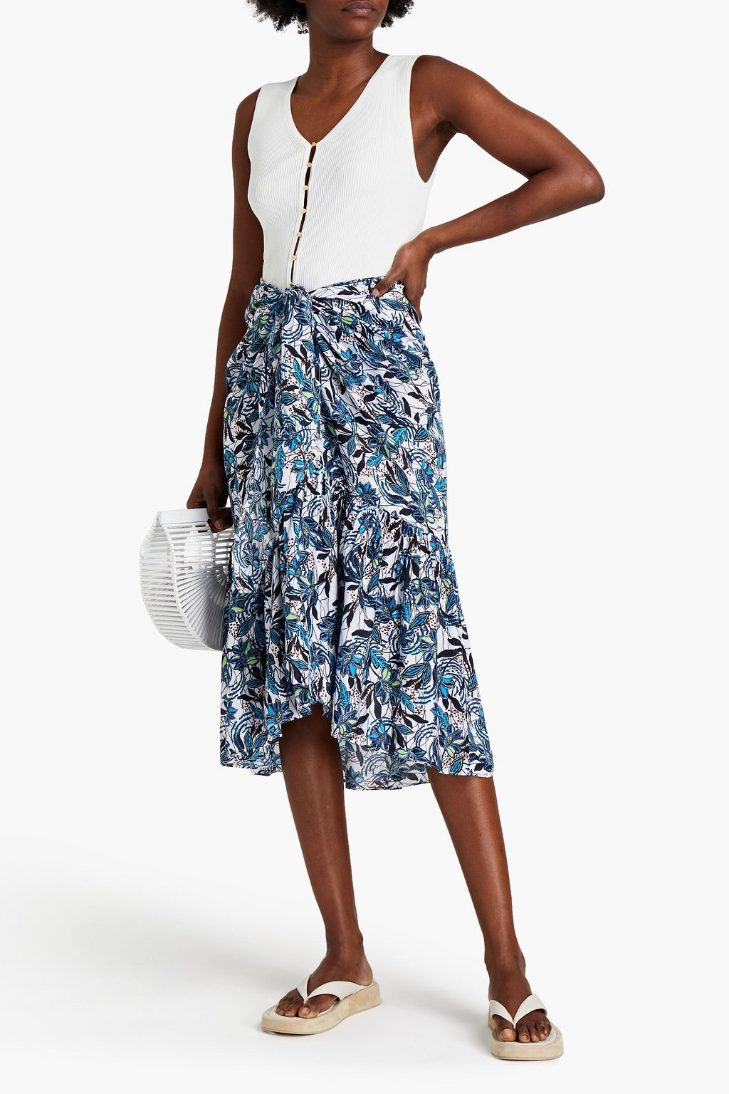 JETS AUSTRALIA BY JESSIKA ALLEN Ruffled floral-print woven pareo