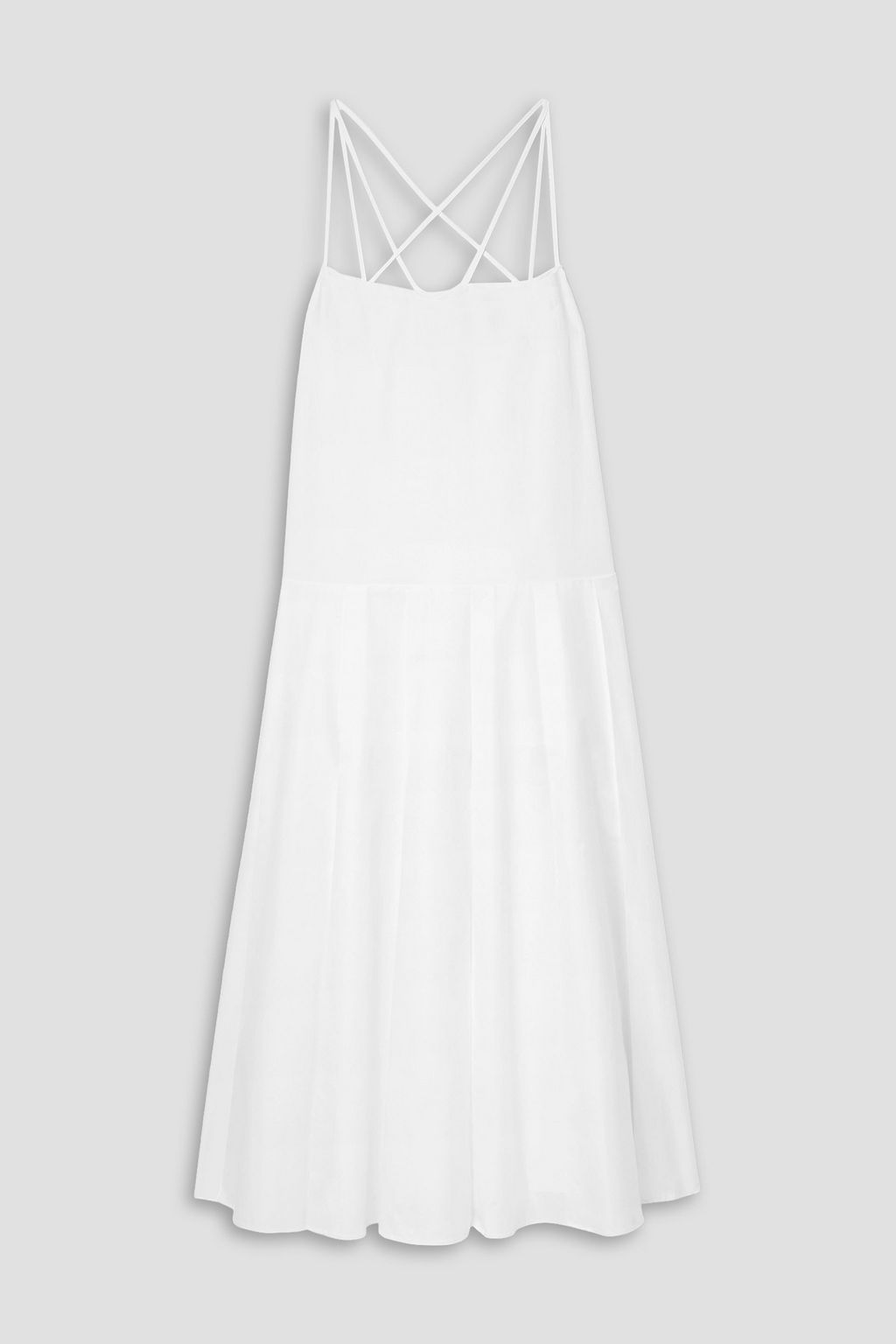 KHAITE Pleated cotton-poplin midi dress | THE OUTNET