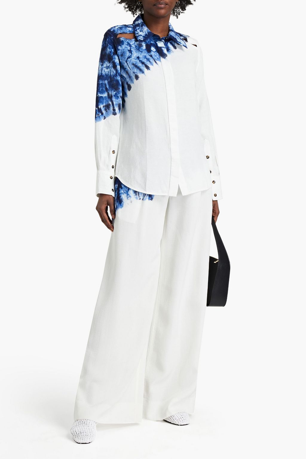 PROENZA SCHOULER Cutout tie-dyed twill shirt