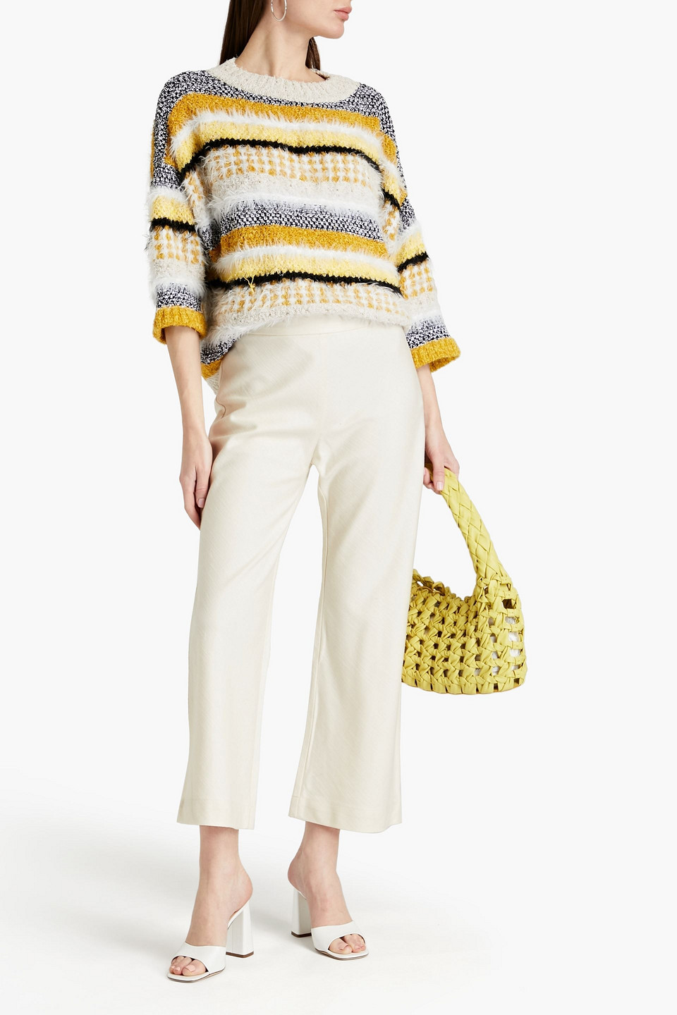 Rodebjer Gagnes Cropped Cotton And Tencel-blend Wide-leg Trousers In White