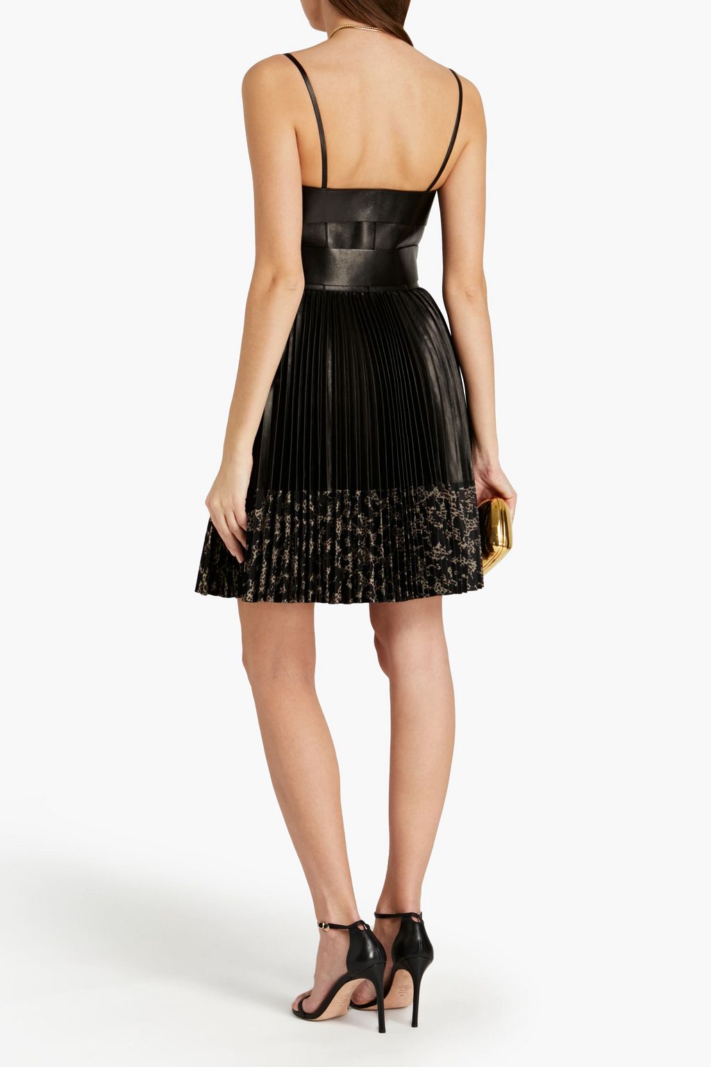 ROBERTO CAVALLI Pleated printed leather dress