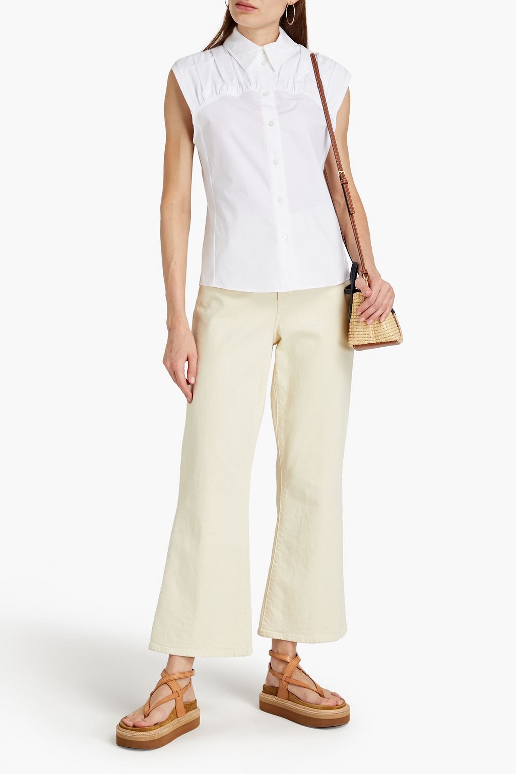 SEE BY CHLOÉ Gathered cotton-poplin top