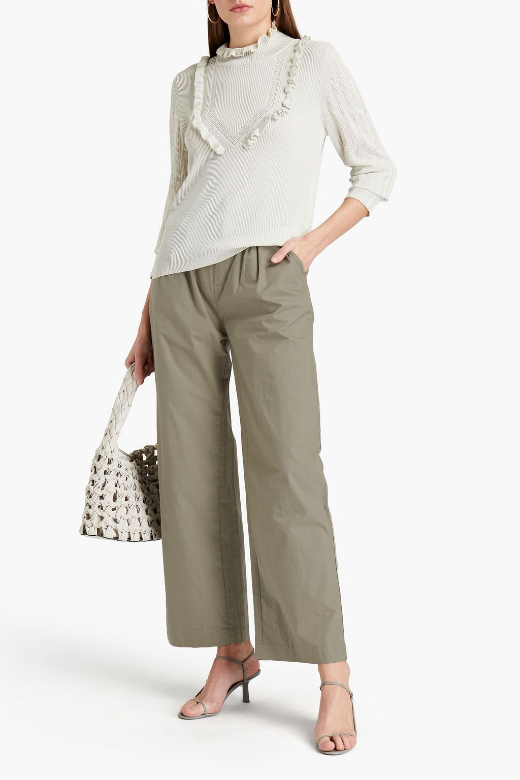 RODEBJER Tulia pleated cotton straight-leg pants