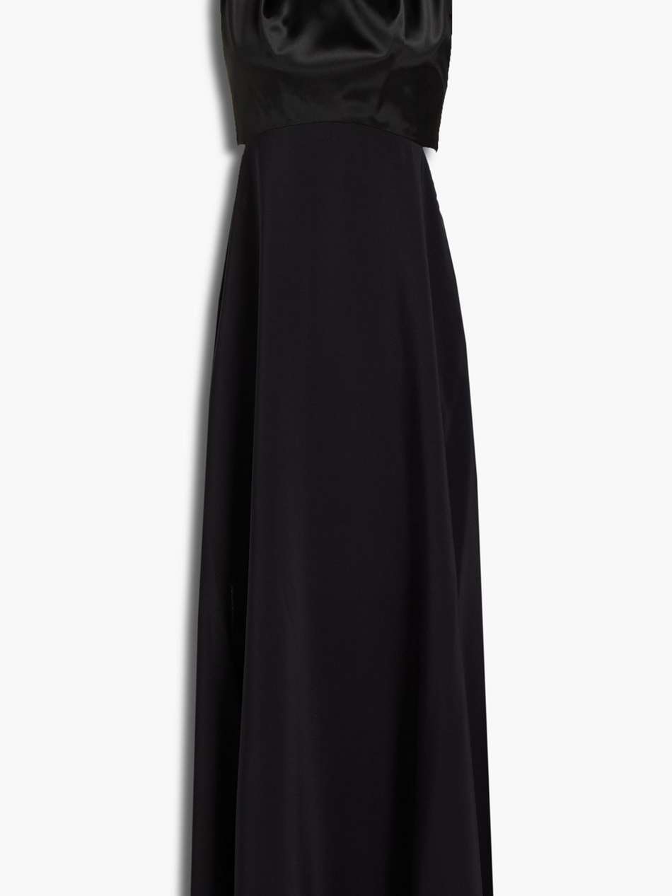 satin-paneled crepe halterneck midi dress