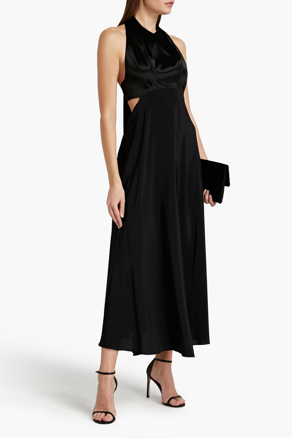 Victoria Beckham Satin-paneled Crepe Gown In Black