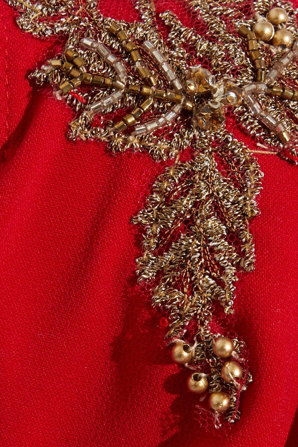 MARCHESA NOTTE One-sleeve embellished crepe gown