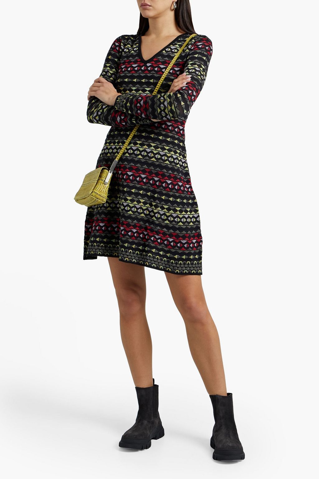 M Missoni - Metallic Crochet-knit Mini Dress Black - It 38