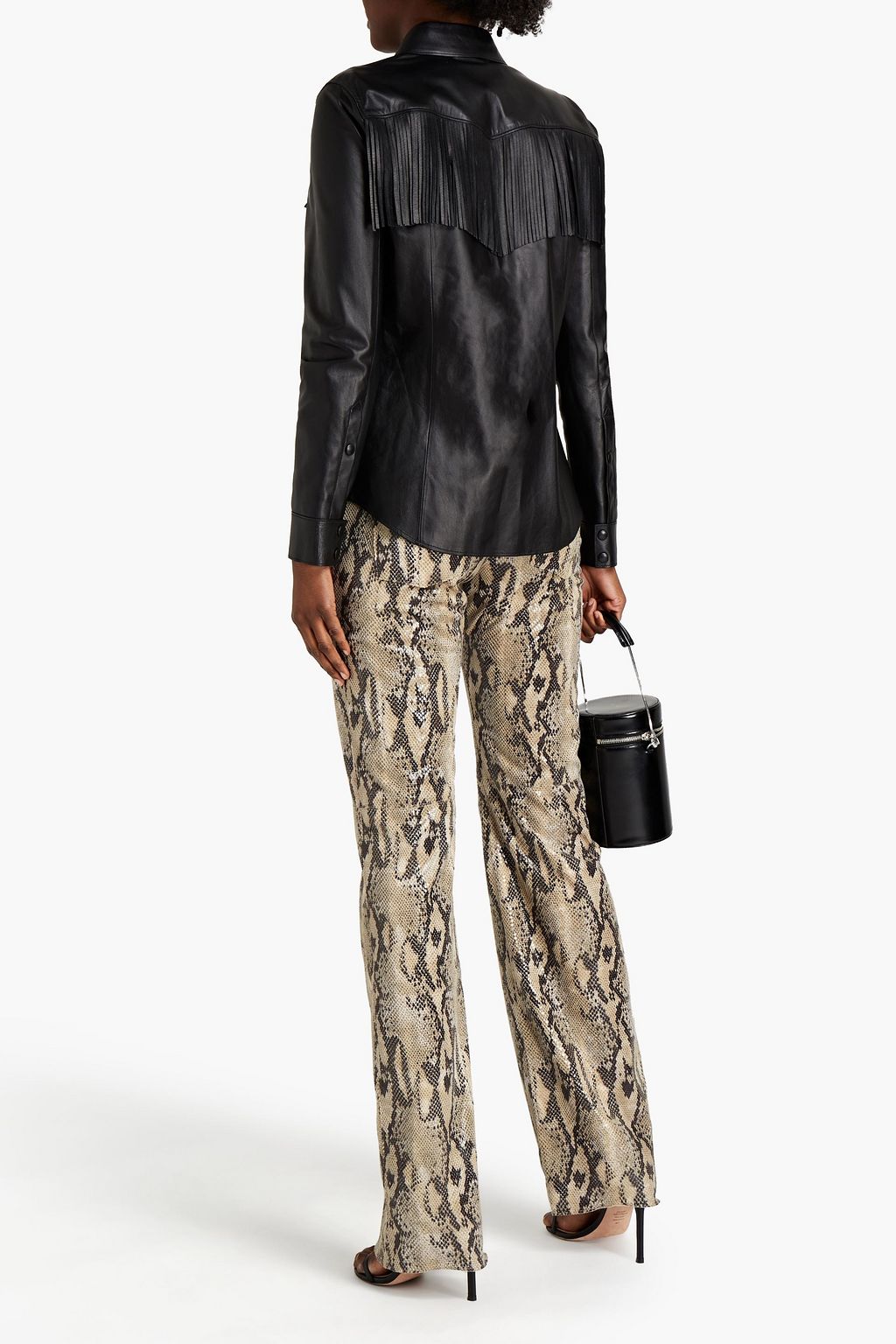 ROBERTO CAVALLI Fringed leather shirt