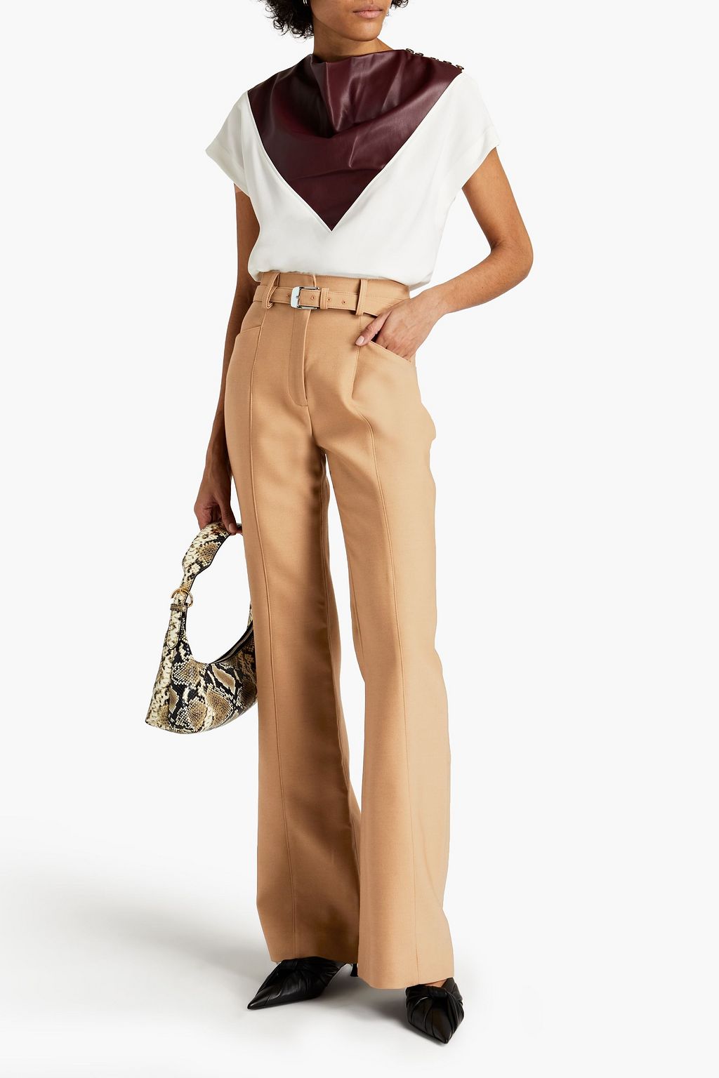 PROENZA SCHOULER Belted wool-blend flared pants