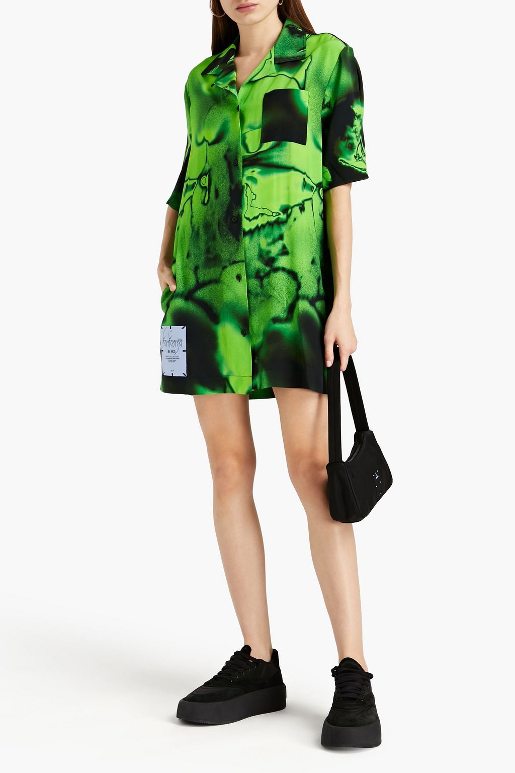 MCQ ALEXANDER MCQUEEN Appliquéd printed silk crepe de chine shirt