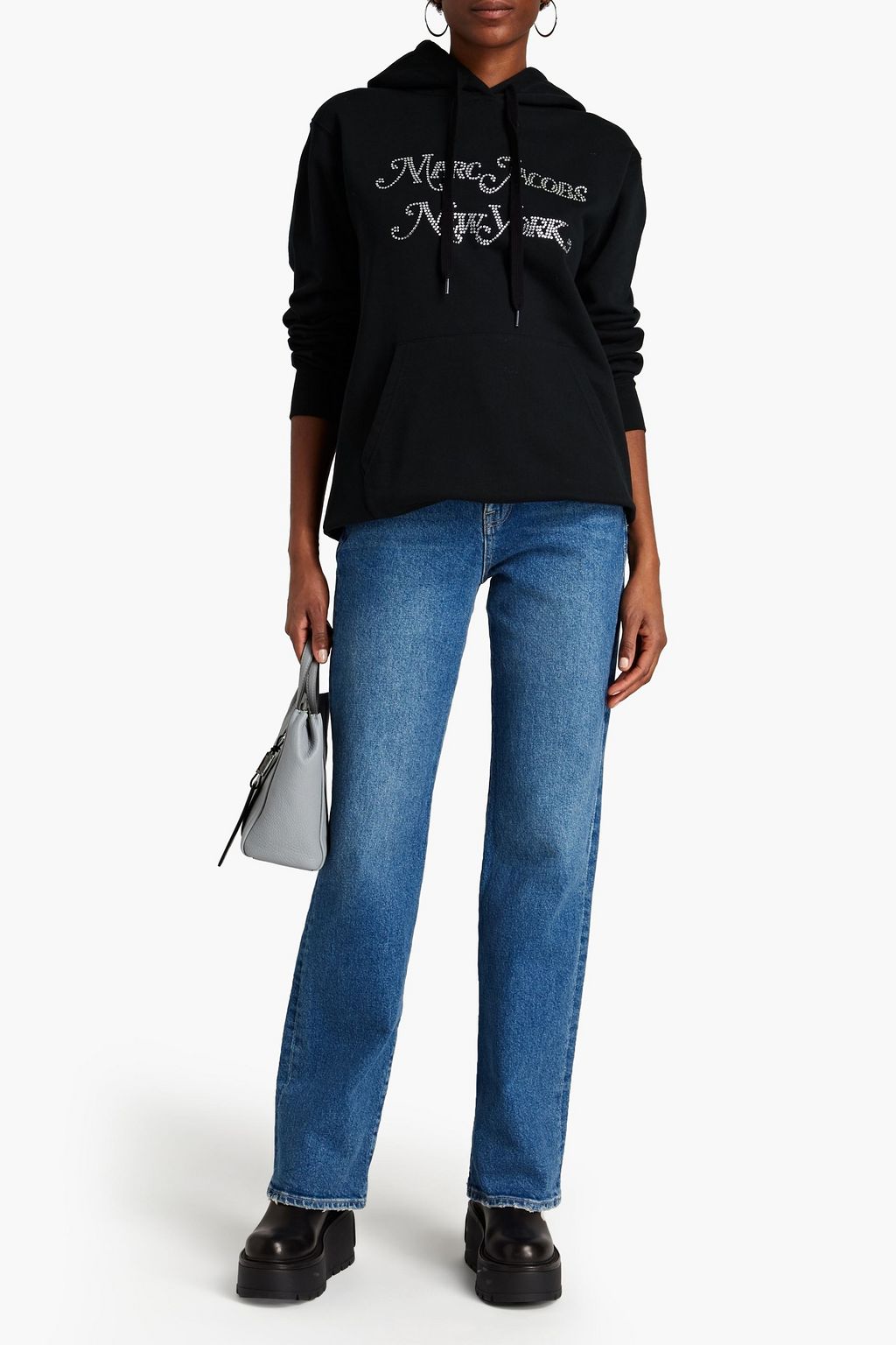 MARC JACOBS Crystal-embellished French cotton-terry hoodie