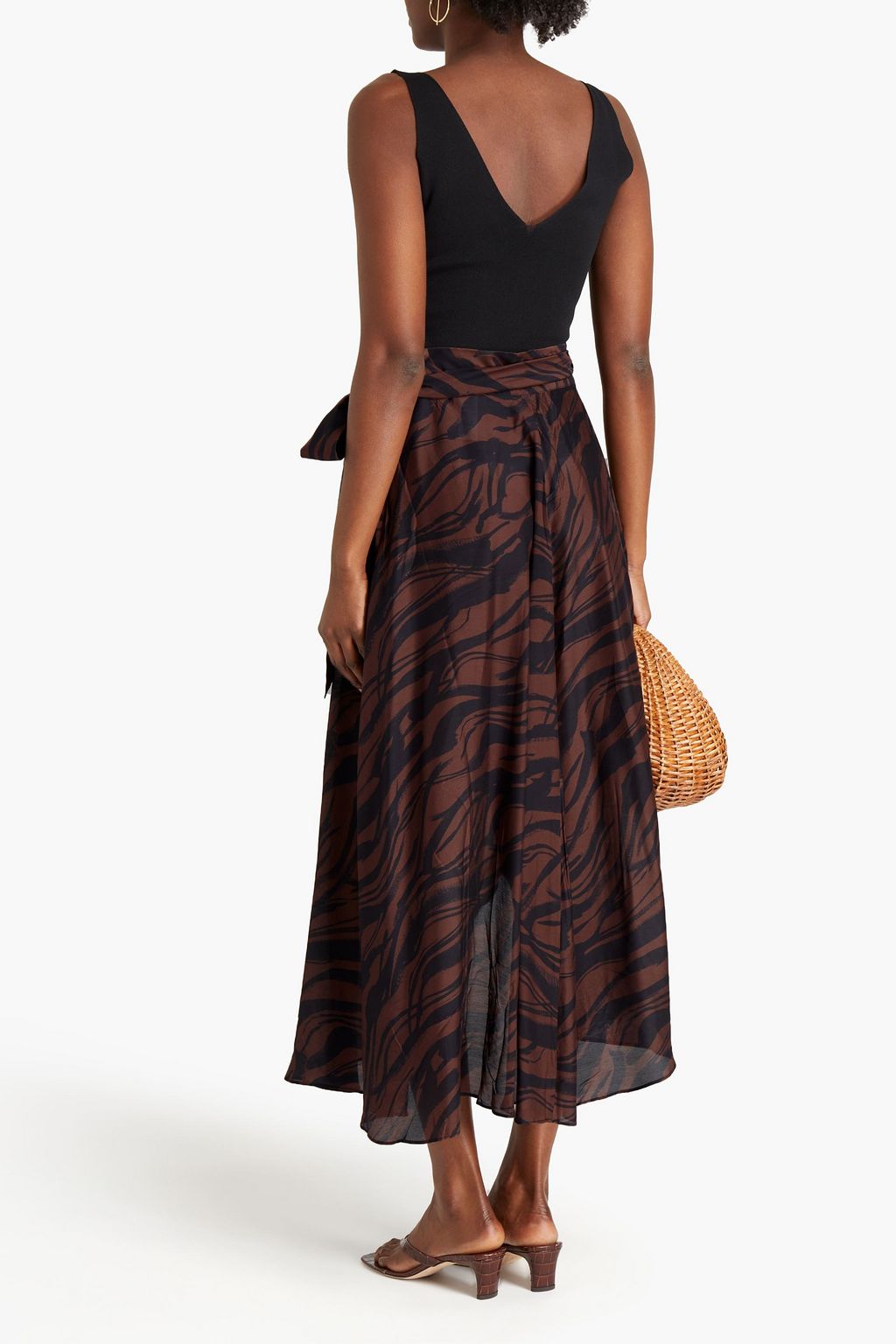 JETS AUSTRALIA BY JESSIKA ALLEN Tiger-print sateen midi wrap skirt