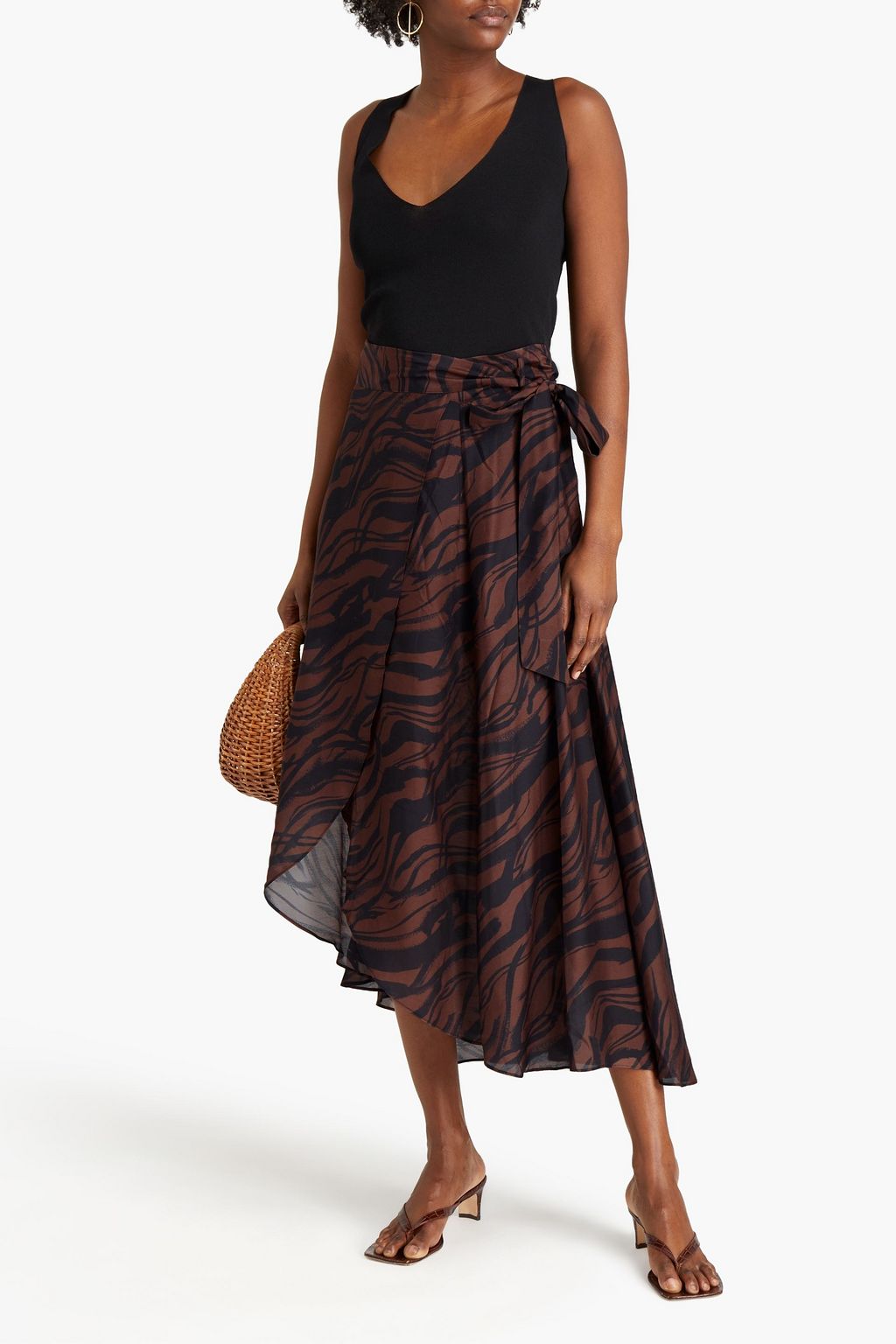 JETS AUSTRALIA BY JESSIKA ALLEN Tiger-print sateen midi wrap skirt