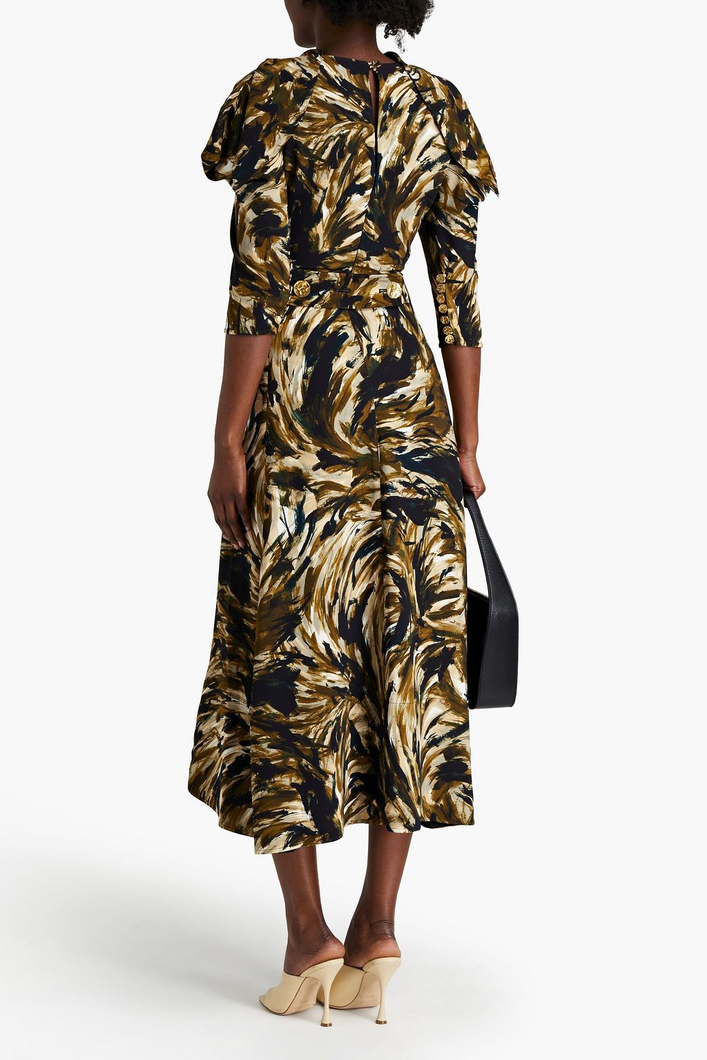 PROENZA SCHOULER Tie-neck printed stretch-cady midi dress