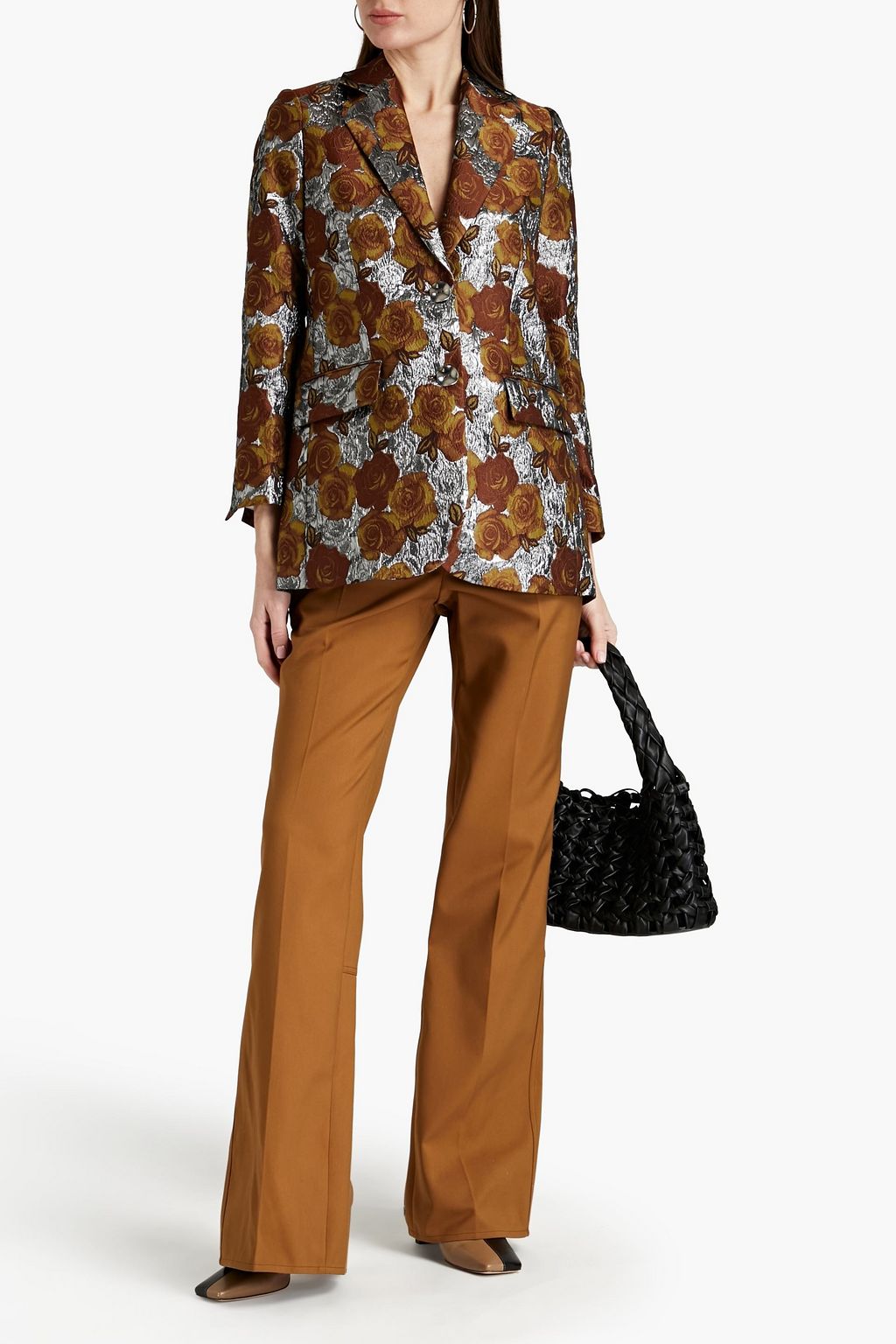 RODEBJER Metallic floral-jacquard blazer