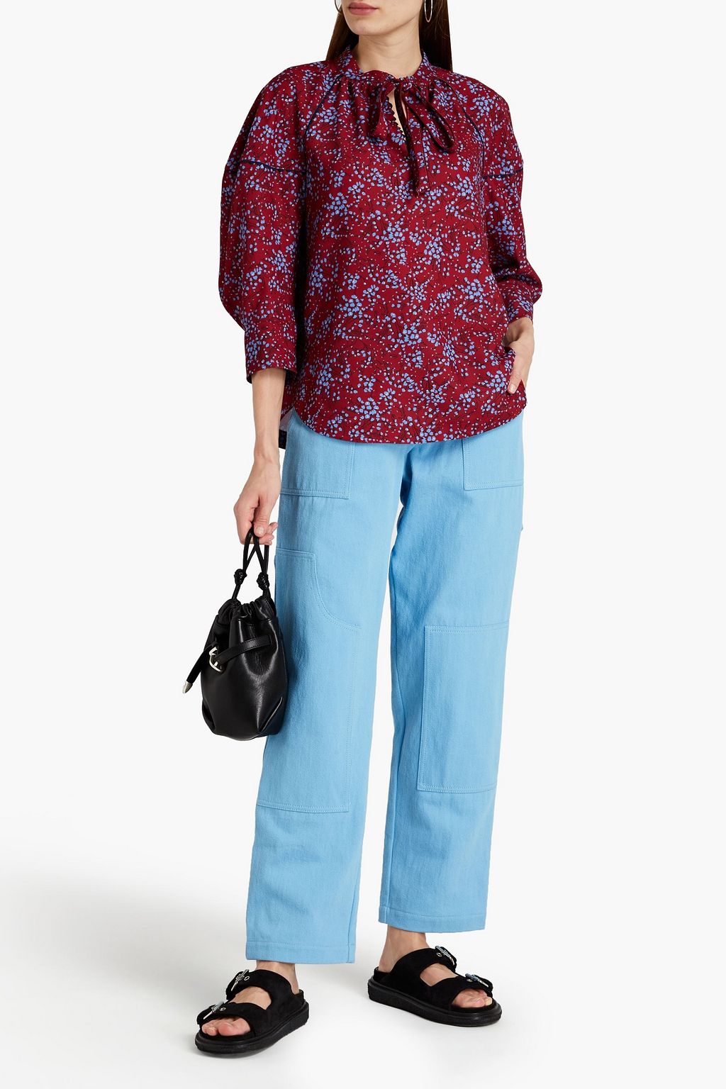 SEE BY CHLOÉ Gathered printed crepe blouse